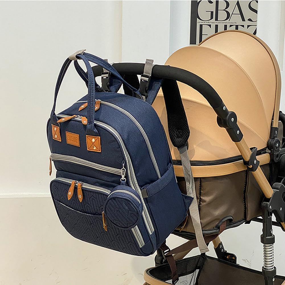 Waterproof Diaper Backpack for Moms - Large Capacity Multifunctional Baby Travel Bag with Changing Pad | Stylish Grey Maternity Nappy Organizer for Daycare, Outings & Family Trips