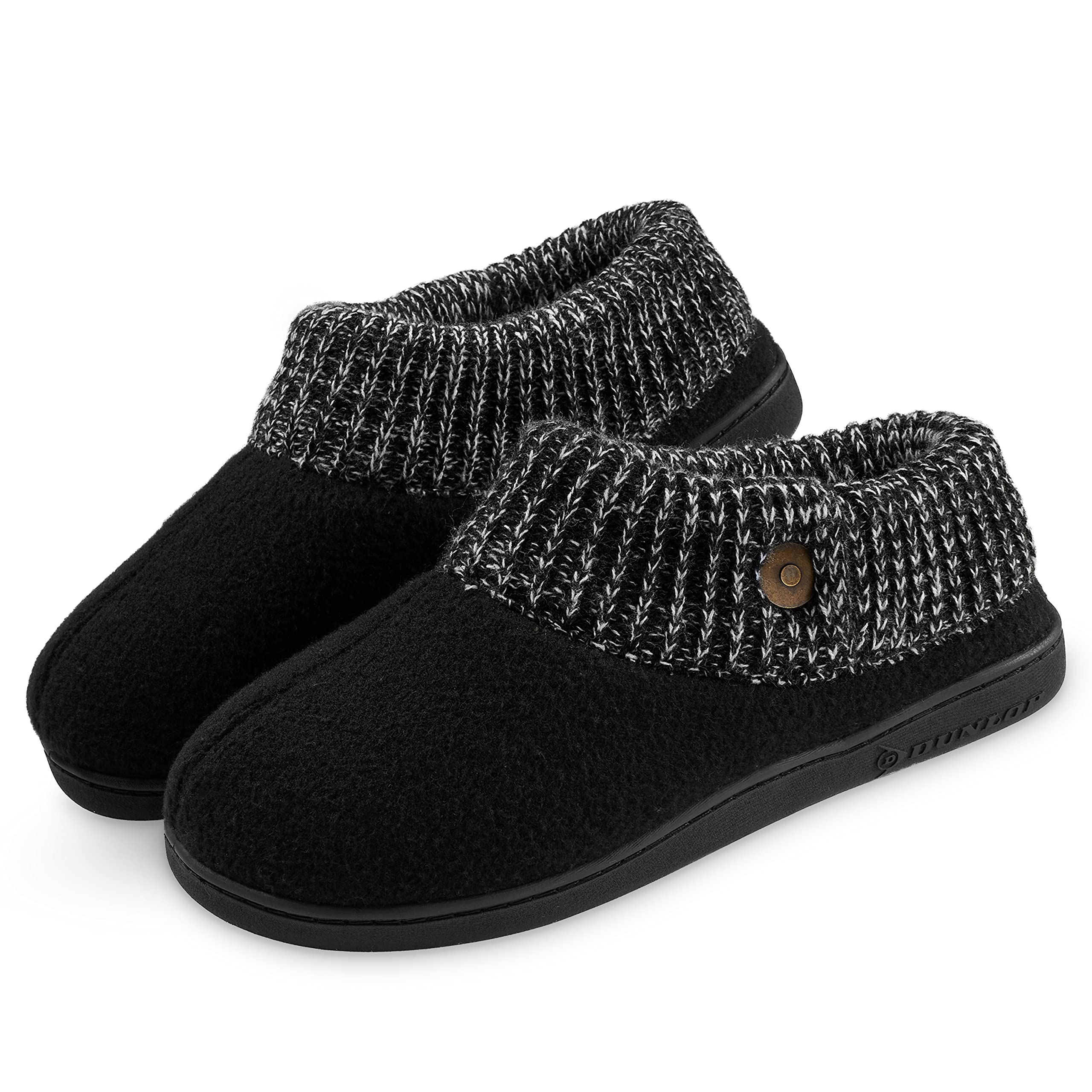 Dunlop Men's Warm Winter Slippers for Indoor Home Use - Soft Comfortable Non-Slip House Shoes for Relaxing by the Fireplace