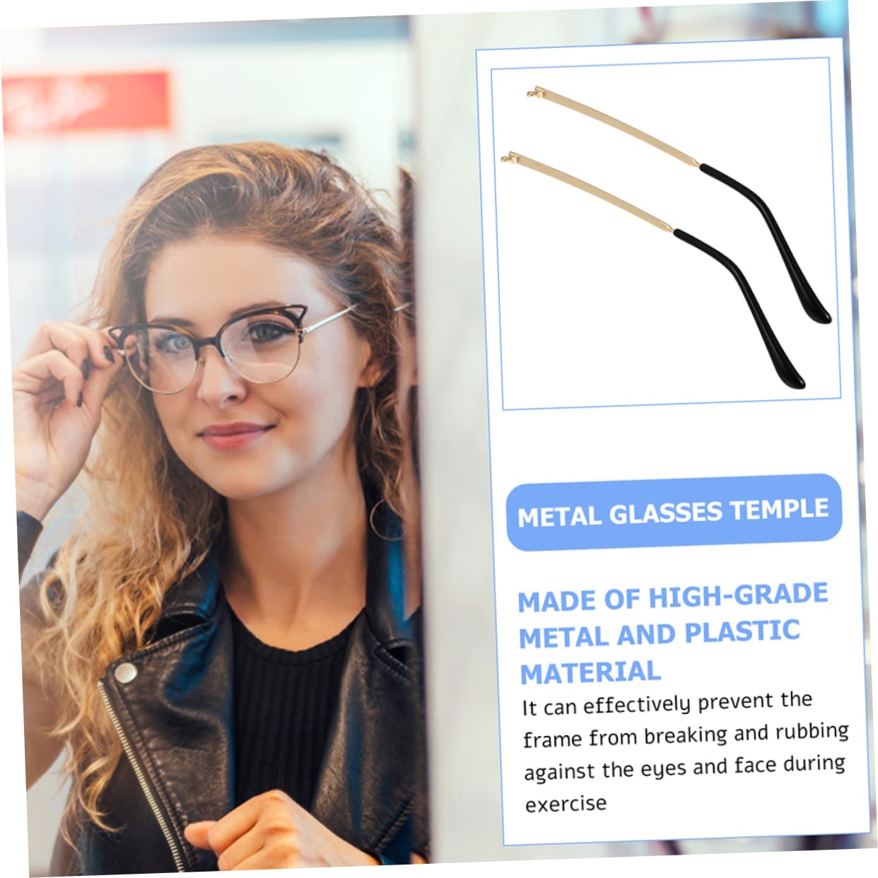 PLAFOPE 2 Pairs Glasses Temple Replacement Arms - Metal Frame Repair Parts for Eyeglasses Accessories | Perfect for Broken Glasses Repair & DIY Eyewear Maintenance