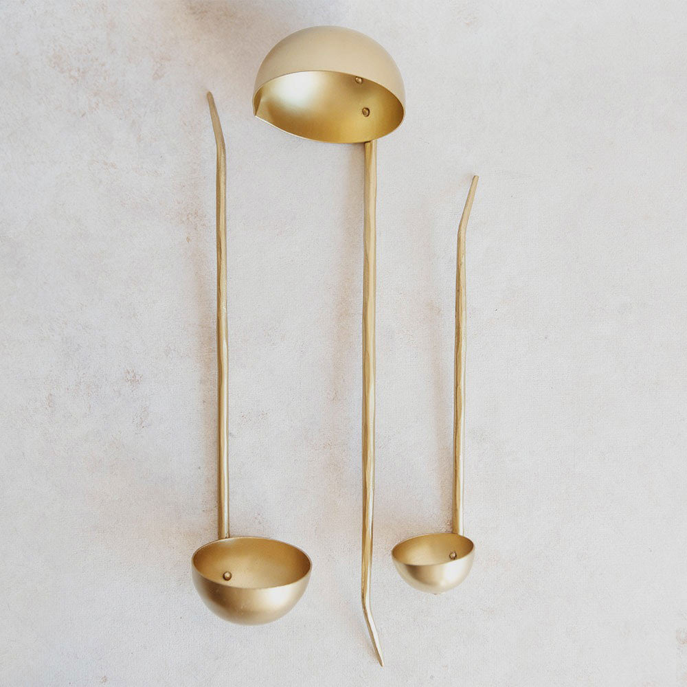 Hand Forged Brass Ladle Set - Premium Kitchen Utensil for Cooking, Serving & Soup Making - Perfect for Home Chefs & Professional Kitchens