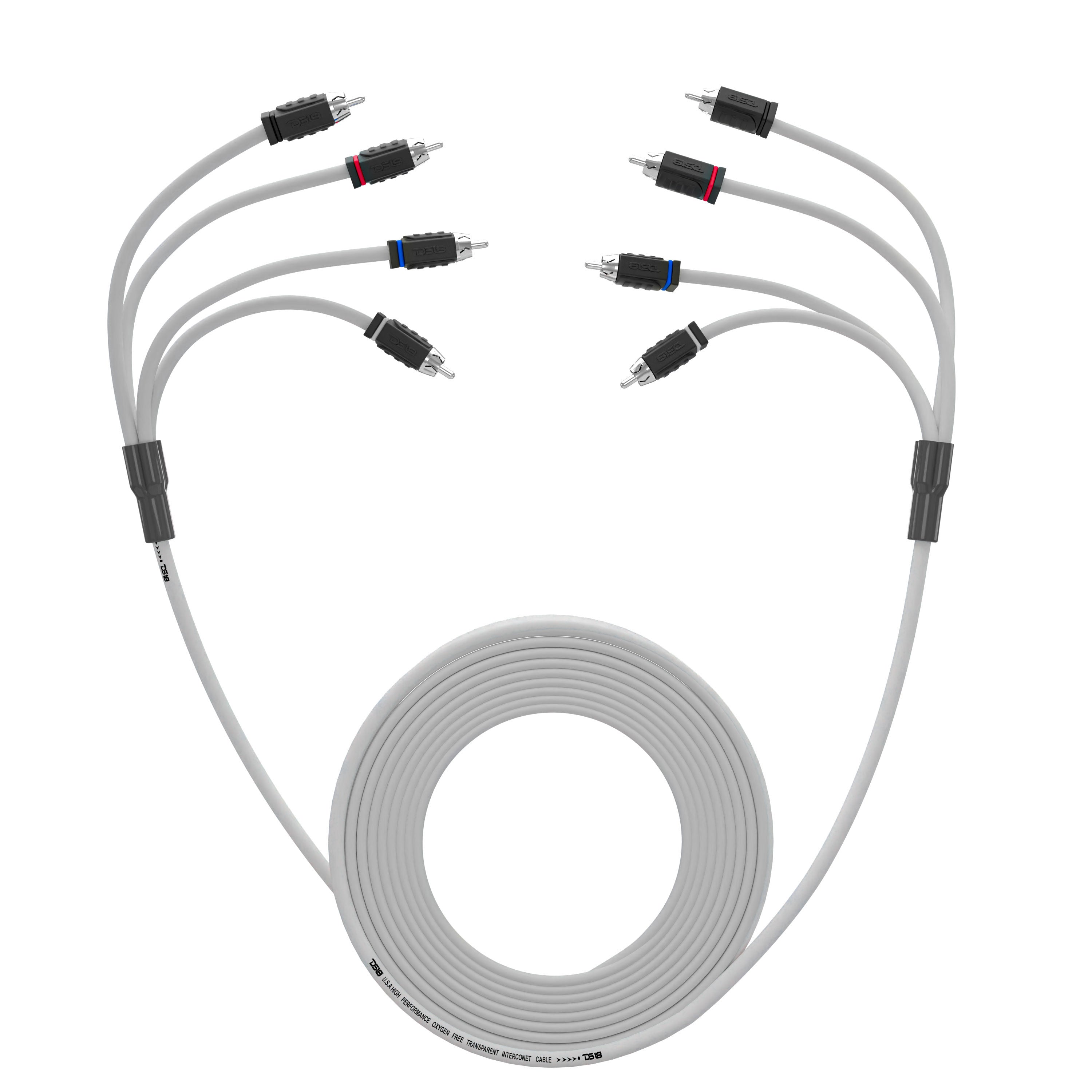 RCA Marine Grade Tinned 100% Copper OFC 25 Feet 4 Channel Speaker Wire - White | High-Quality Audio Cable for Boat, RV & Outdoor Sound Systems