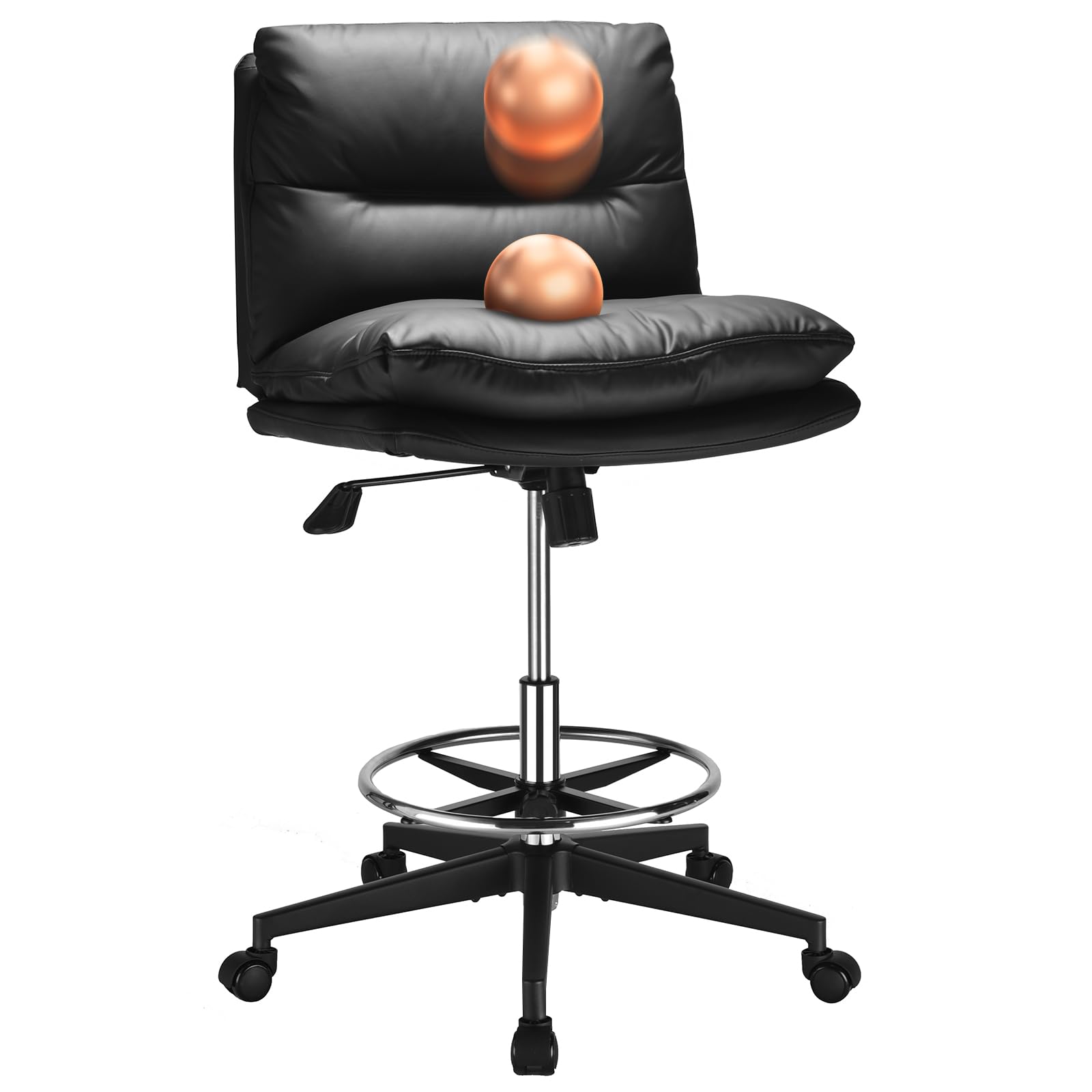 Ergonomic Drafting Chair - Adjustable Height Office Chair with Super Soft Seat Cushion, Footrest Ring & 400LBS Weight Capacity (Black) - Perfect for Standing Desks, Architects, Artists & Home Offices