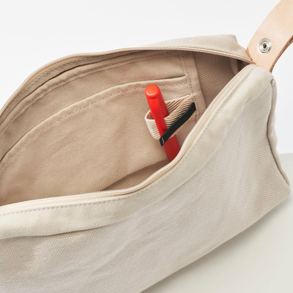 Kurashiki Hampu Canvas 2-Way Handbag & Shoulder Pouch - Grayish White | Japanese Canvas Crossbody Bag for Women | Perfect for Work, Travel & Everyday Use