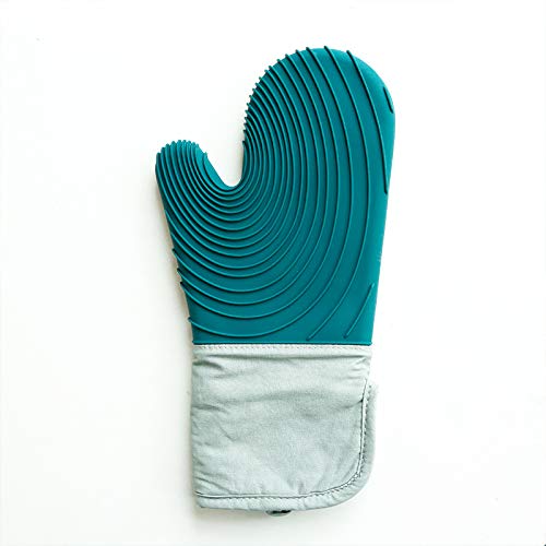 Heat Resistant Silicone Oven Gloves - Anti-Scalding Microwave & Baking Mitts for Kitchen, BBQ, Grilling (Lake Blue) - Perfect for Baking, Cooking & Food Handling