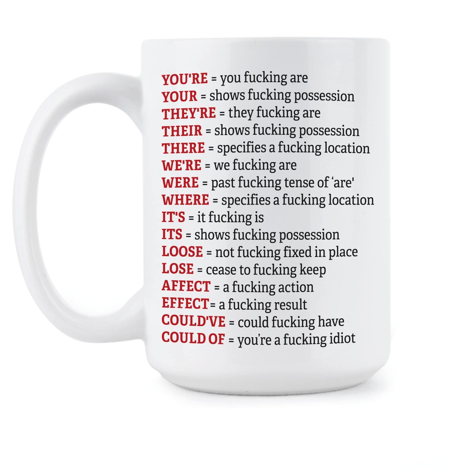 Funny Angry Grammar Coffee Mug - Cuss Words & Swear Curse Cup for Coffee Lovers - Perfect for Office Humor, Gifts & Stress Relief