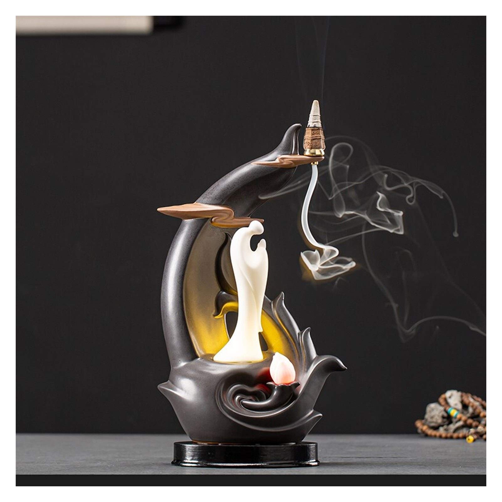 Handmade Ceramic Backflow Incense Burner Holder - Monk Style Aromatherapy Decor for Home, Office, Bedroom & Yoga | Relaxing Scent Dispenser for Meditation, Stress Relief & Spiritual Wellness