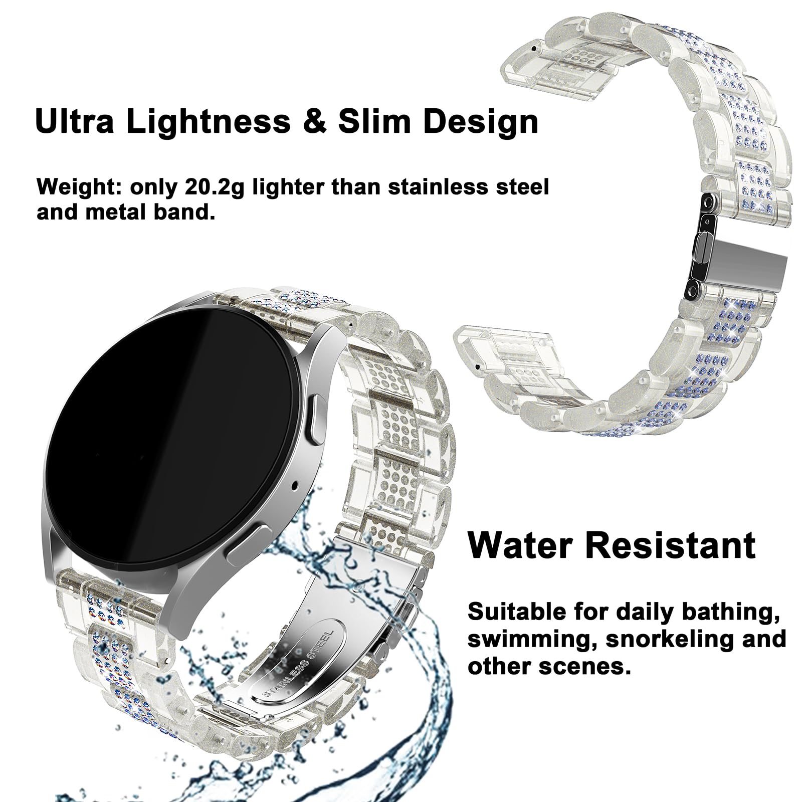 Lightweight Galaxy Watch 7 Band for Women - Compatible with Galaxy Watch 4/5/6/6 Classic/5 Pro/FE - Soft Silicone Wristband Bracelet for Workout, Running & Everyday Wear