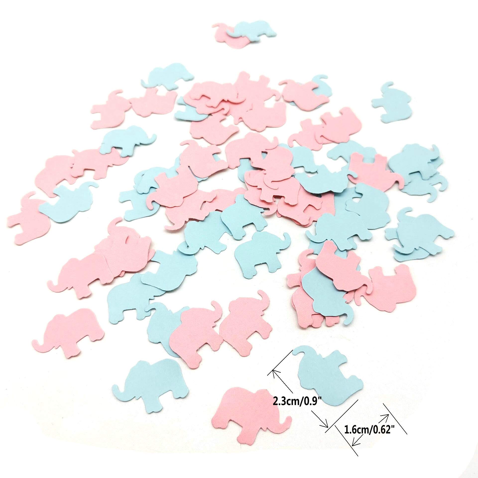Pink and Blue Elephant Confetti - 200 Pieces for Baby Shower, Birthday Party, Gender Reveal - Elephant Theme Party Decorations & Scatter for Girls & Boys - Perfect for Cake Toppers, Table Decor, Photo Backdrops