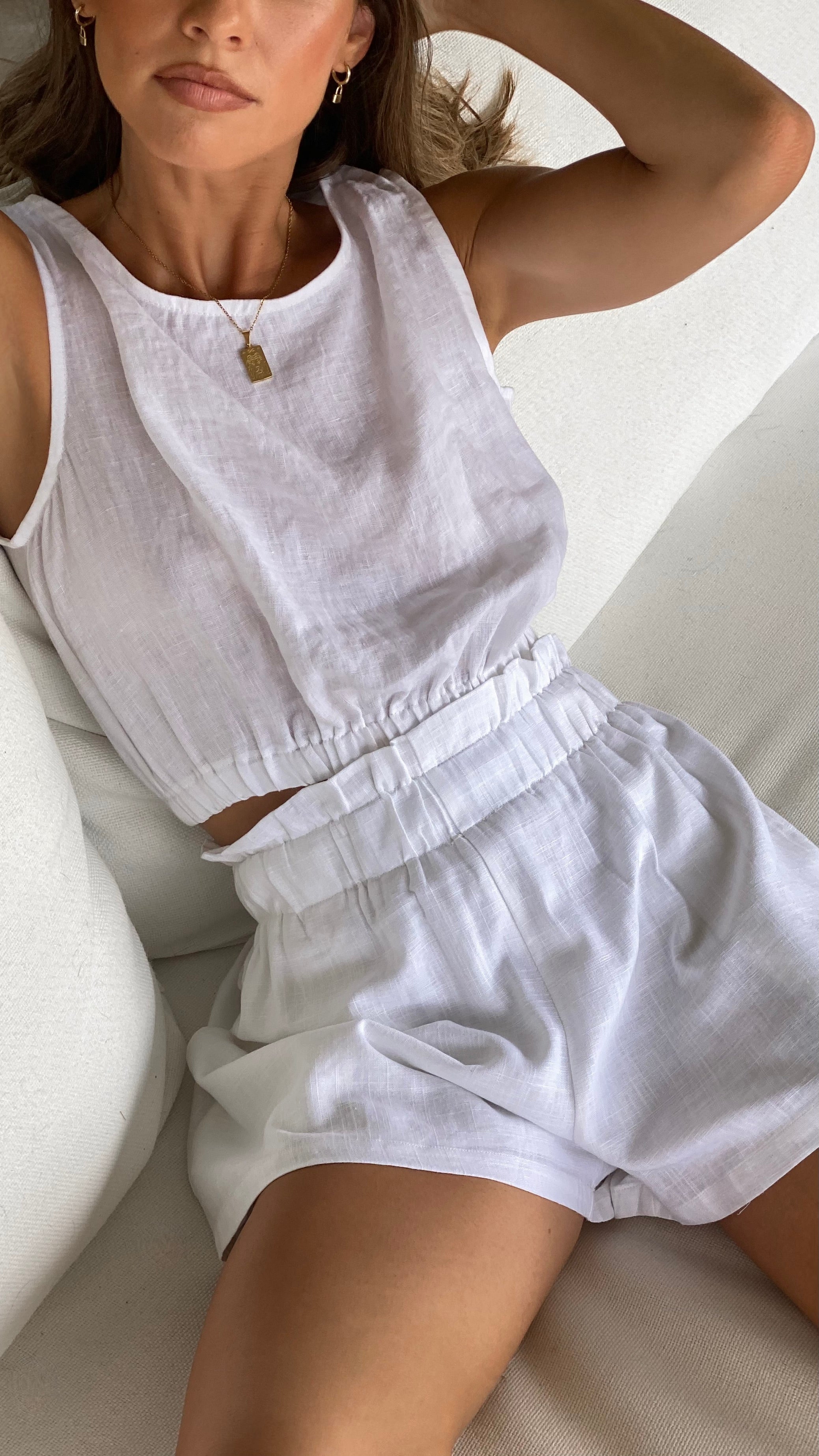 Leila Shorts for Women - High Waisted White Summer Shorts | Comfortable Casual Wear for Beach, Gym & Everyday Outfits