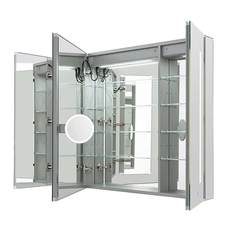 Aquadom Signature Royale 40x30 Inch LED Lighted Triple Door Bathroom Medicine Cabinet - Perfect for Modern Home, Spa & Hotel Vanity Organization