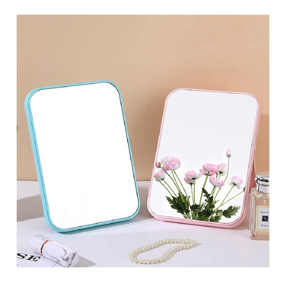 VRUNDAVAN CARE Foldable Desktop Makeup Mirror with Stand - Portable Small Vanity Mirror for Tabletop, Bathroom, Desk & Bedroom - Perfect for Travel, Home & Salon Use (Blue)