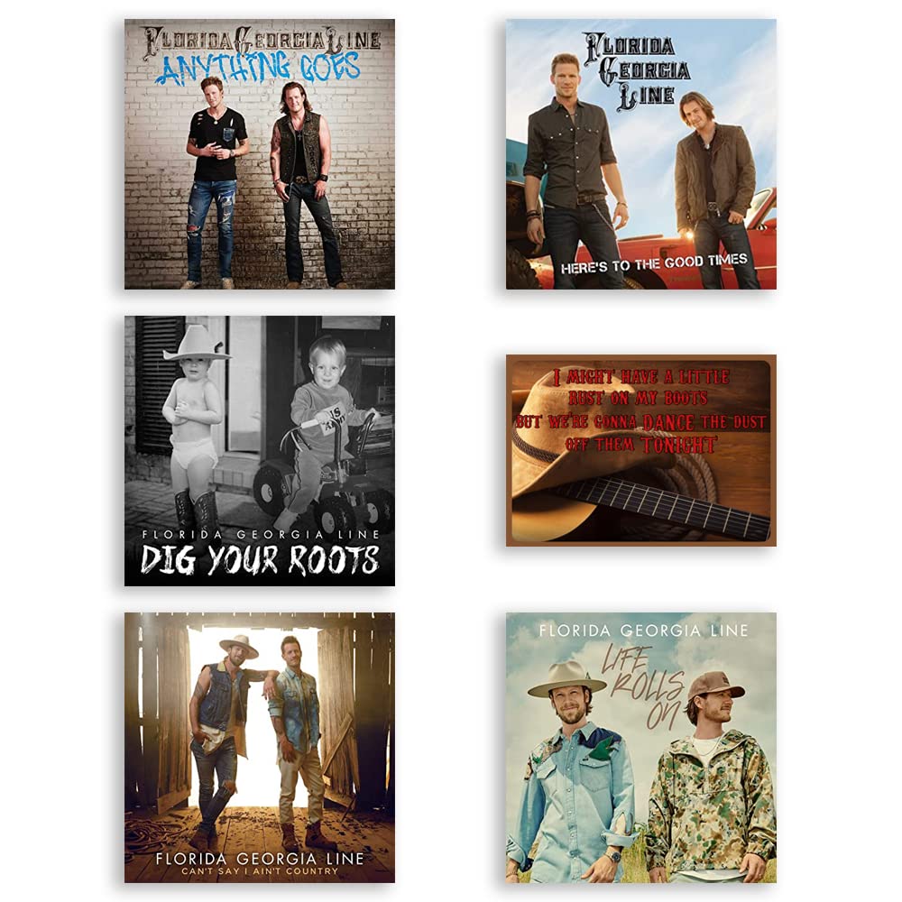 Florida Georgia Line Studio Albums - Here's to the Good Times, Anything Goes, Dig Your Roots, Can't Say I Ain't Country & Life Rolls On (5-CD Collection with Exclusive Art Card) - Perfect for Country Music Fans, Road Trips and Gift Giving