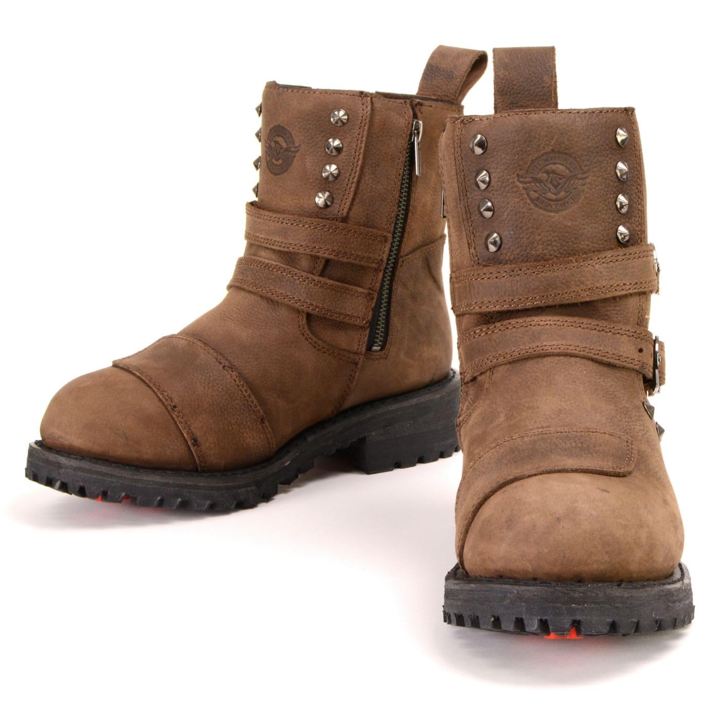 Milwaukee Leather MBL9306 Women's Premium Brown Leather Motorcycle Boots - Double Strap Riding Boots for Women - Size 6 - Perfect for Motorcycle Riding, Biker Events & Outdoor Adventures