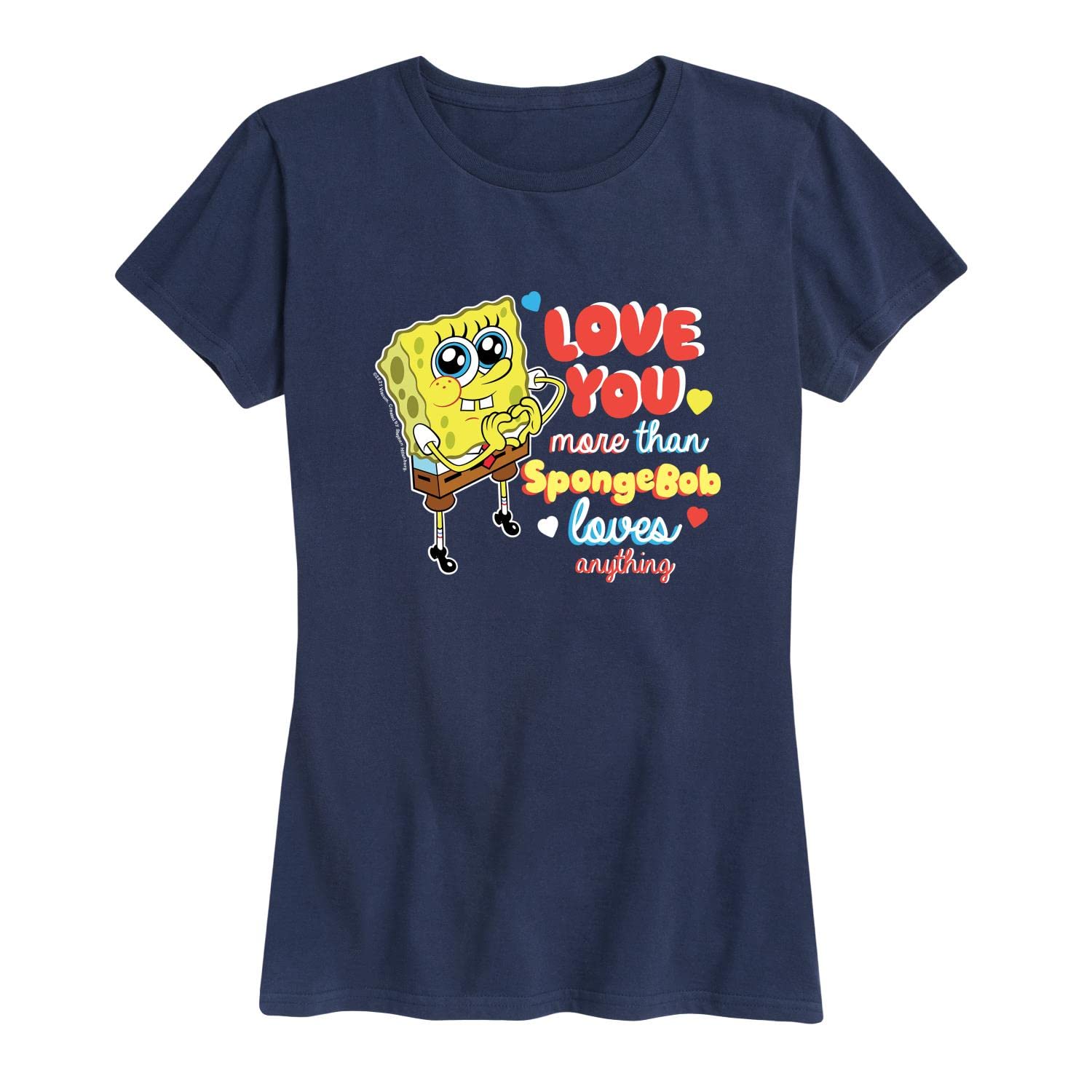 Spongebob Squarepants Valentine's Day Graphic T-Shirt for Women - Soft Short Sleeve Casual Tee - Perfect for Valentine's Gifts, Date Nights & Fun Outfits