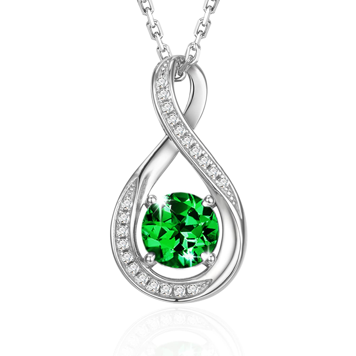925 Sterling Silver Birthstone Necklace for Women - Infinity Pendant with Adjustable Chain | Personalized Fine Jewelry Gift for Her, Mom, Wife | Birthday, Anniversary, Mother's Day Present | Perfect for Everyday Wear & Special Occasions