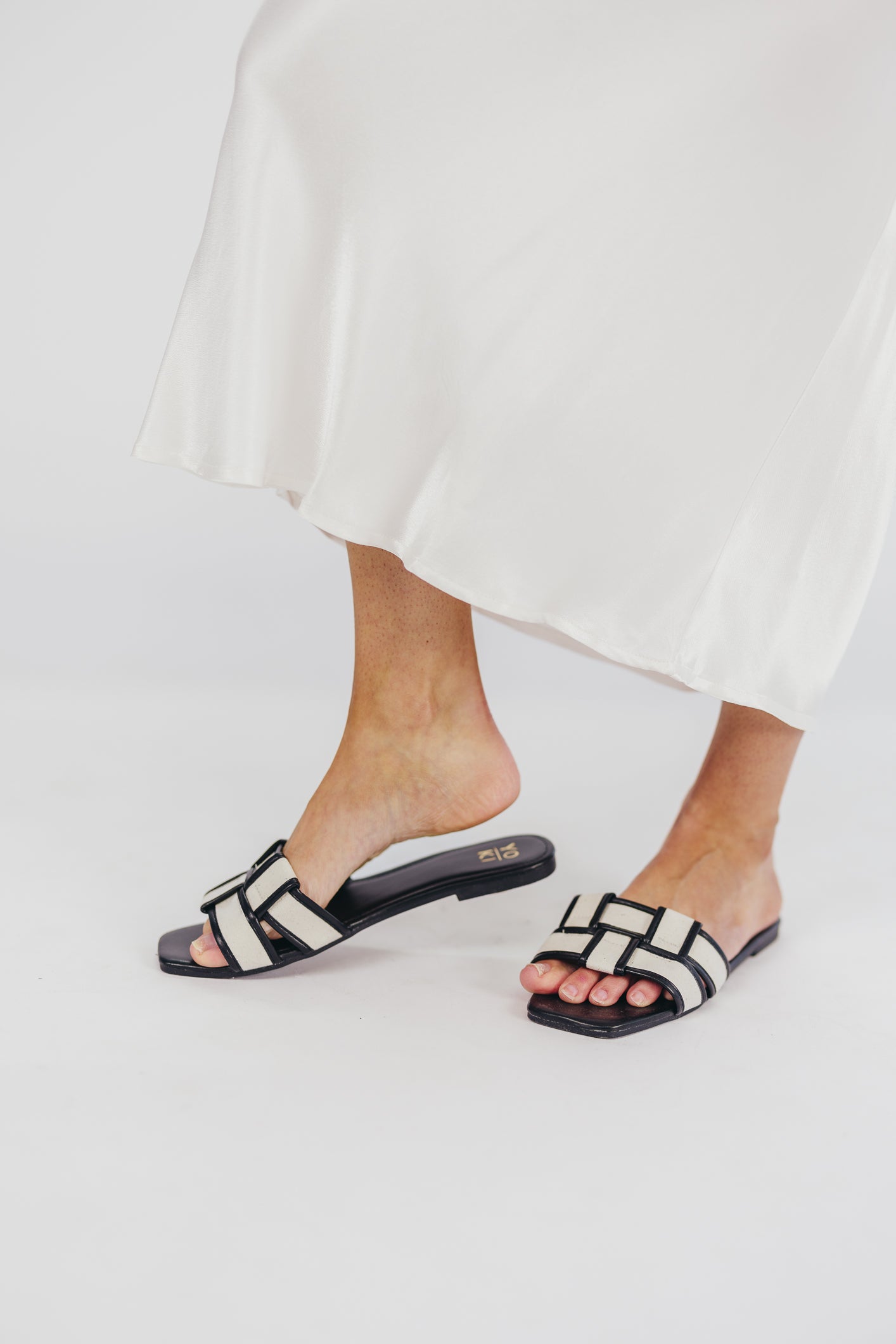 Essie Black Woven Canvas Slides - Comfortable Summer Sandals for Women, Beach, Pool, and Casual Wear