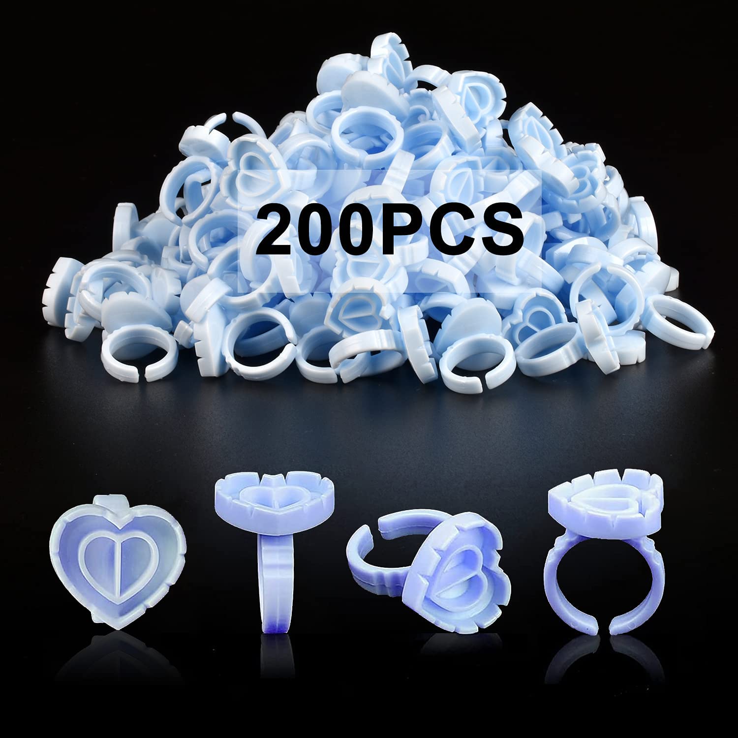 INFILILA 200PCS Disposable Heart-Shaped Glue Rings for Eyelash Extensions - Lash Glue Holder, Fanning Ring & Eyelash Extension Supplies - Perfect for Salon Professionals & DIY Lash Artists at Home