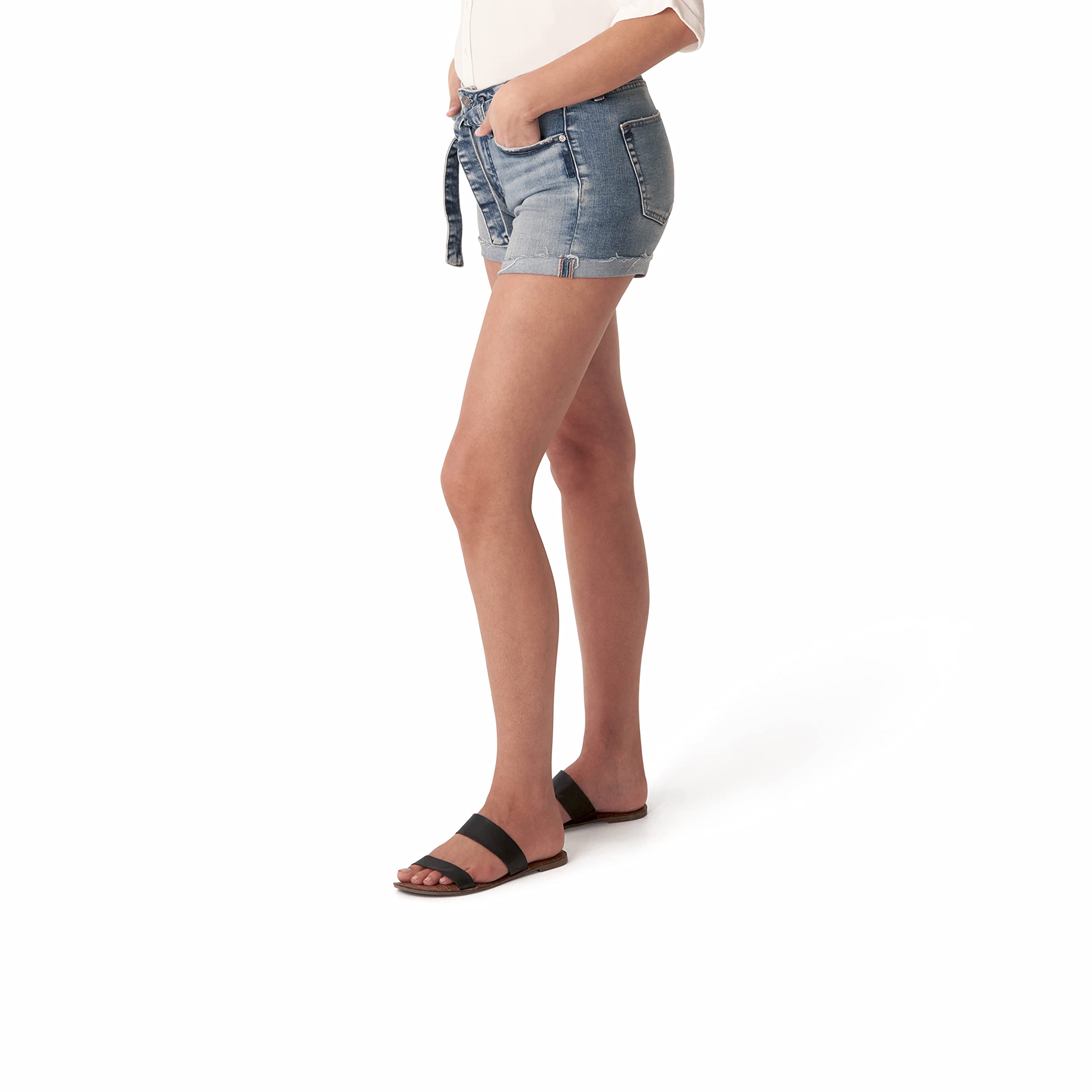 Silver Jeans Co. Women's Sure Thing High Rise Jean Shorts - Comfortable Denim Shorts for Summer, Casual Wear & Outdoor Activities