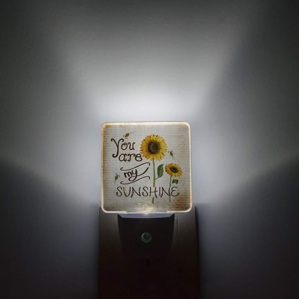 Sunflower Night Light Plug in LED Lamp with Auto Sensor - Wall Plug Night Light for Bathroom, Bedroom & Hallway - Bright Square Dimming Night-Light for Kids, Girls & Adults - Perfect for Nursery, Home Decor & Gift Giving