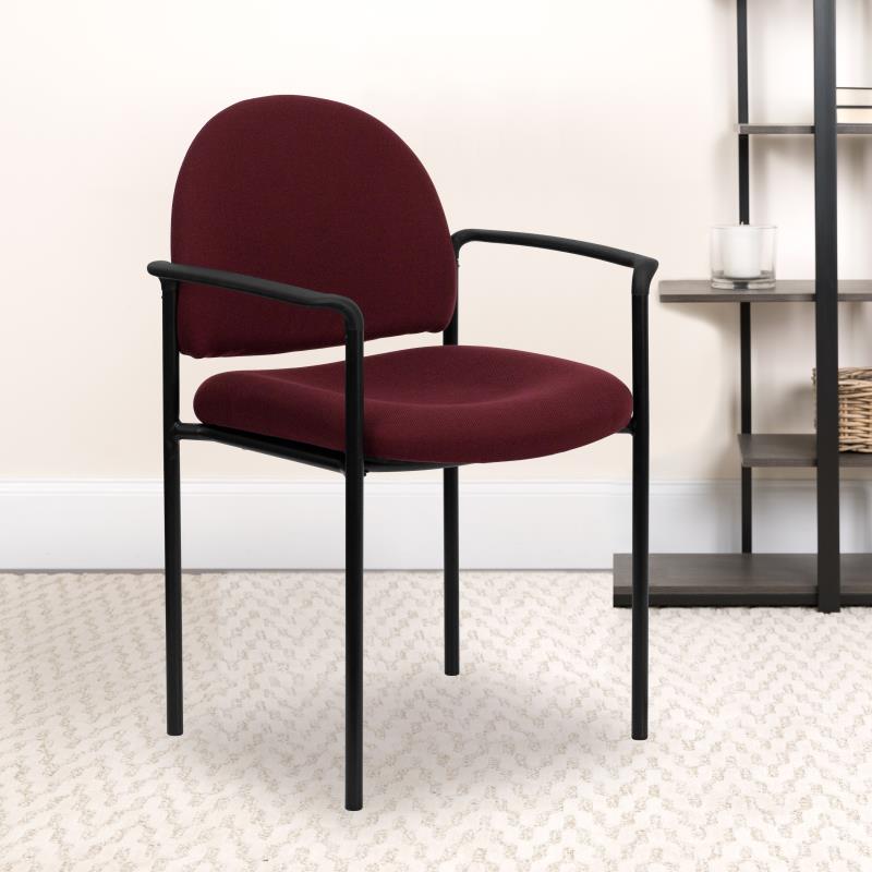 FLASH Tiffany Comfort Gray Fabric Stackable Steel Side Reception Chair with Arms - Modern Office Seating for Waiting Rooms, Lobbies, and Conference Areas