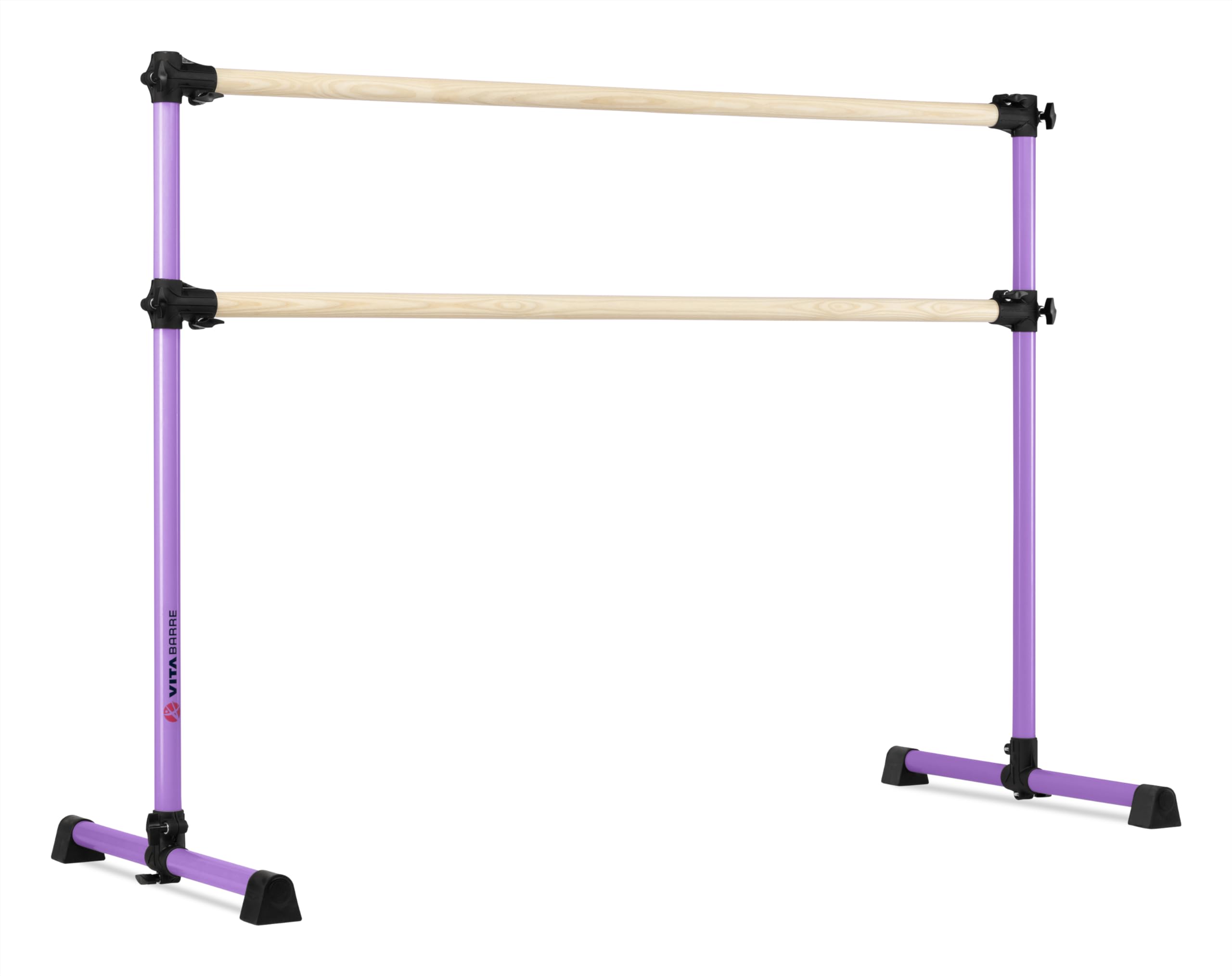 VITA Barre Portable Freestanding Double Ballet Barre - Adjustable Height Wooden Dance Bar for Home & Gym | USA Made Exercise Equipment for Kids & Adults | Perfect for Ballet Training, Fitness Workouts, Pilates & Yoga Practice