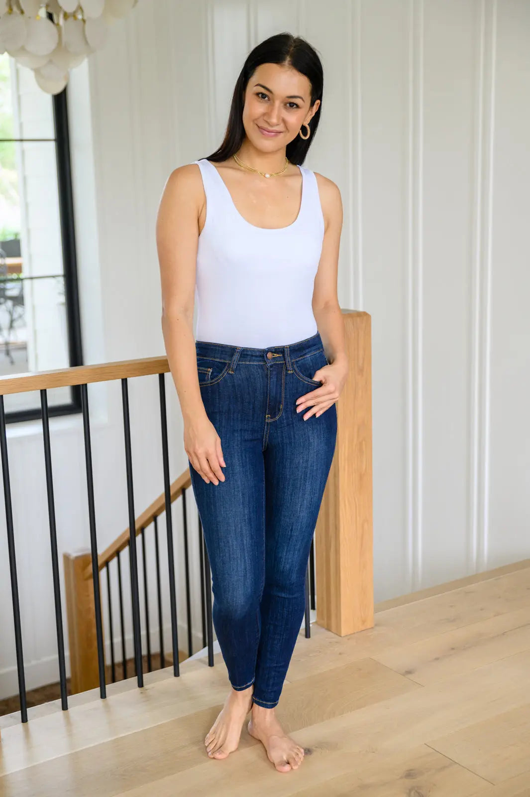 Georgia Back Yoke Skinny Jeans for Women - Stretch Denim Pants with Phone Pocket - Perfect for Casual Outfits & Everyday Wear
