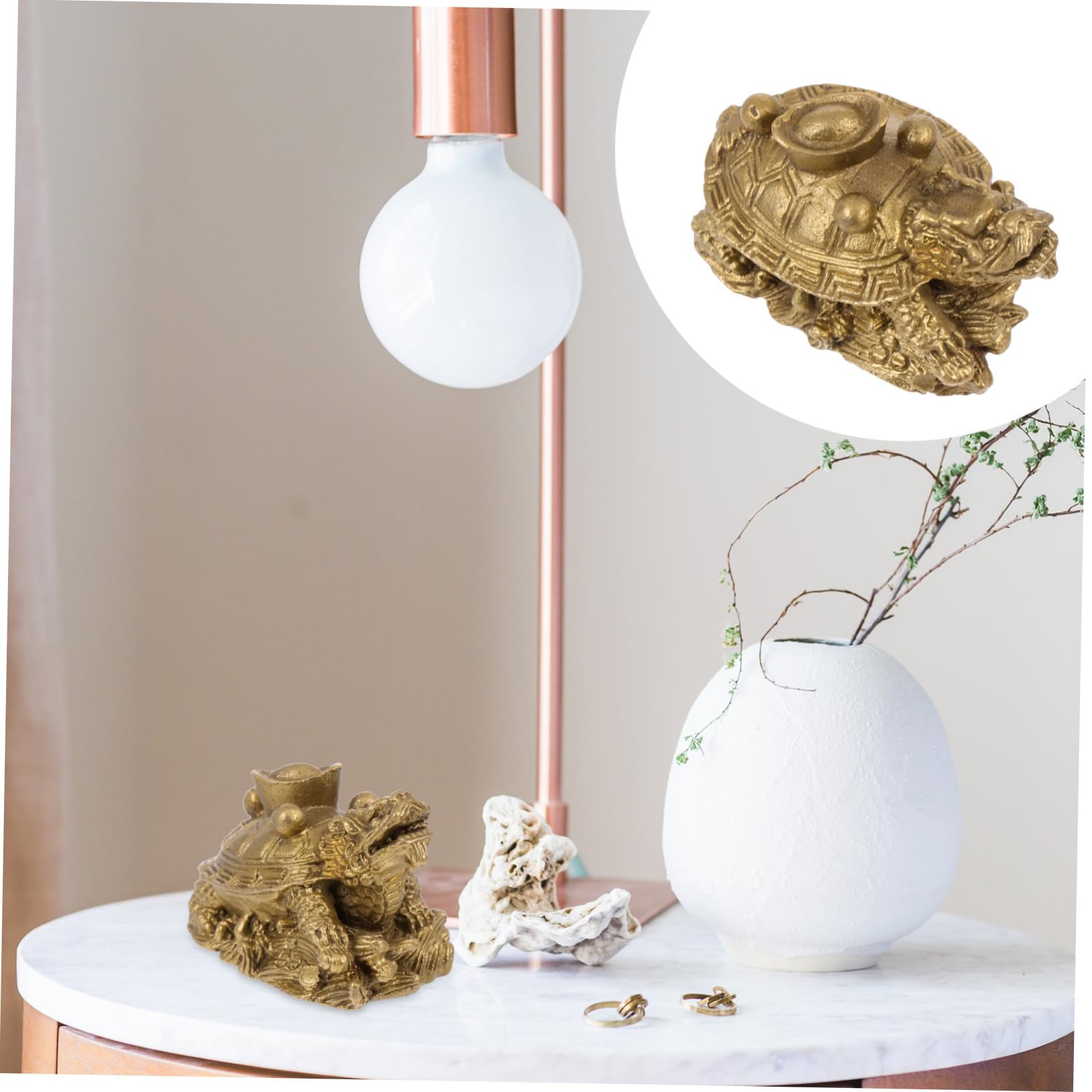 Lucky Copper Dragon Turtle Ingot Decor for Office & Home Blessing