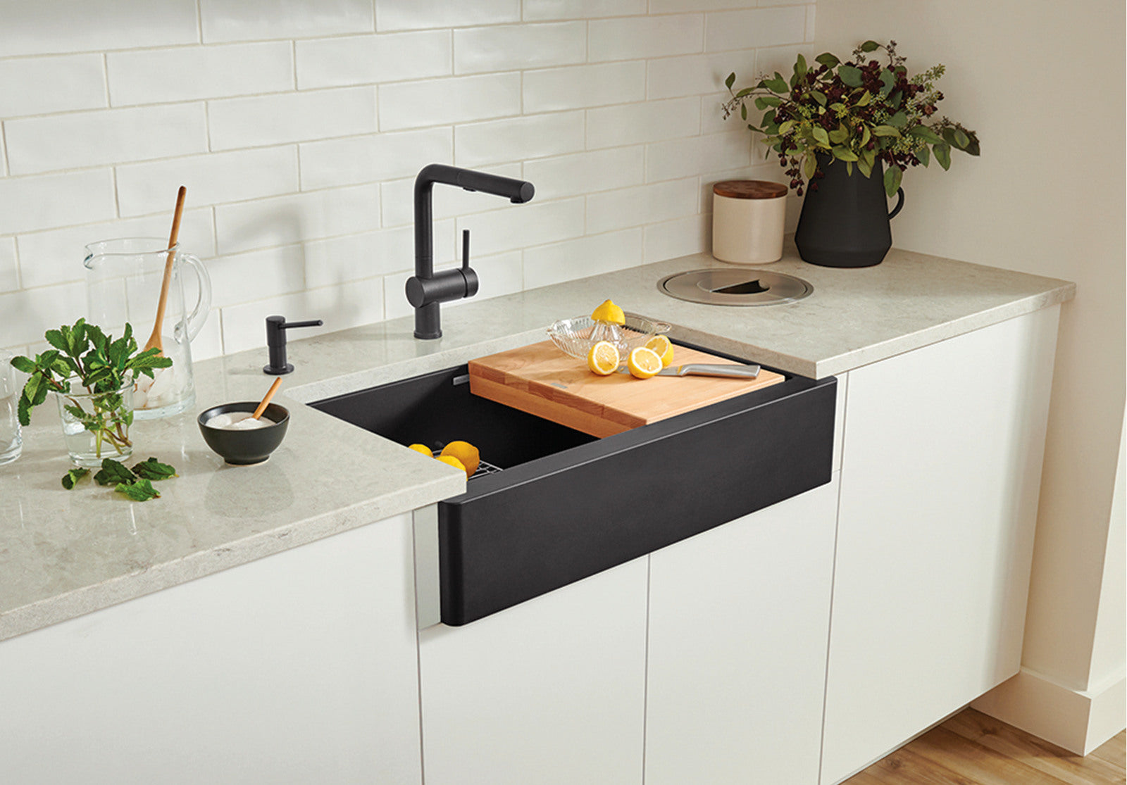 Blanco Vintera 30-Inch Super Single Bowl Apron Front SILGRANIT Kitchen Sink - Durable Stain-Resistant Undermount Sink for Modern Kitchens & Food Prep Stations