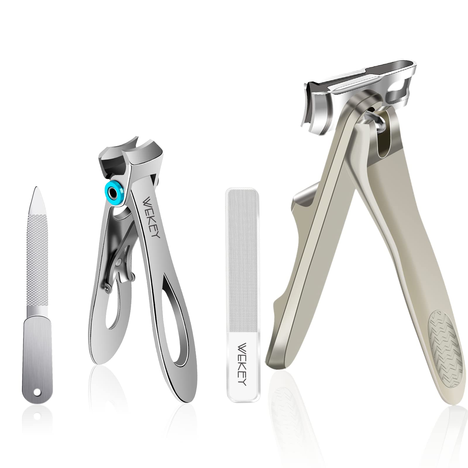 360° Rotary Toe Nail Clippers Set - Long Handle Stainless Steel Nail Clipper for Thick Nails, Heavy Duty Self Pedicure Tool with Easy Grip | Perfect for Elderly, Diabetic Foot Care & Home Manicure Kits