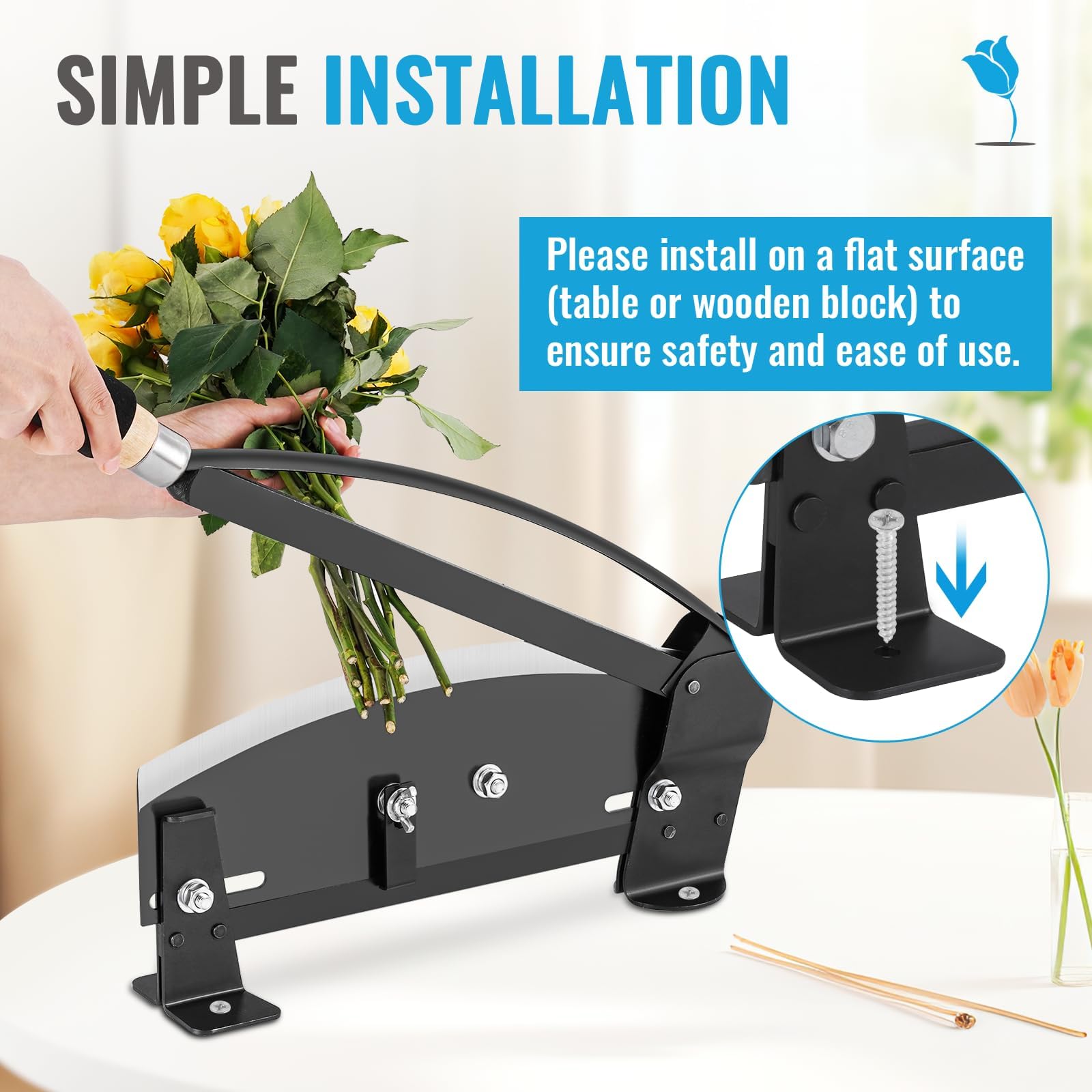 Professional Floral Stem Cutter with Safety Latch - Sharp Flower Stem Trimmer for Fresh Cut Flowers, Florists, Gardeners & DIY Bouquets - Perfect for Flower Arranging, Wedding Decor & Gardening Tools