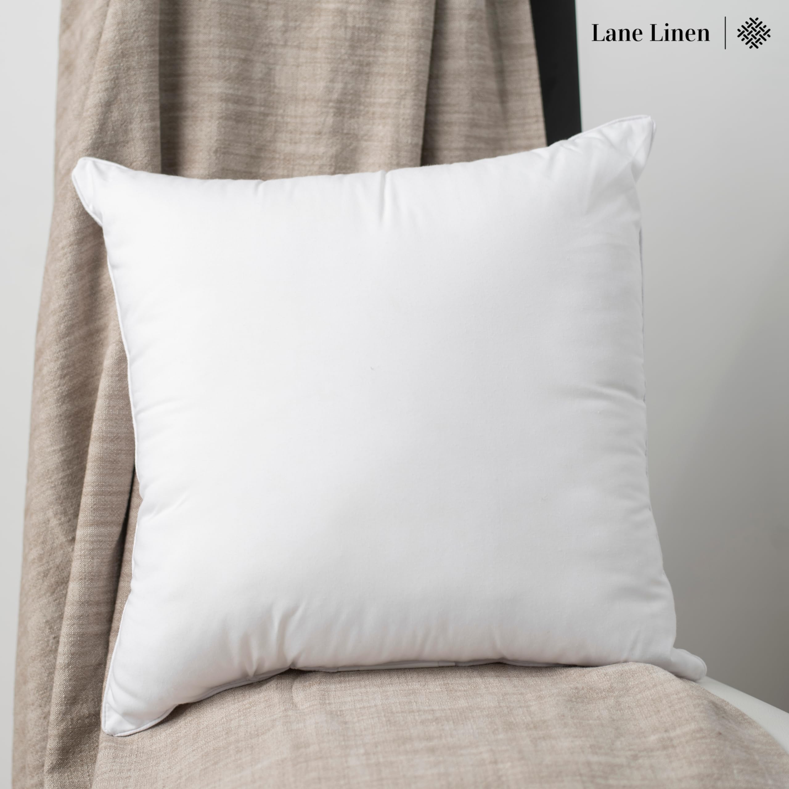 LANE LINEN 18x18 Inch Down Alternative Throw Pillow Inserts (Pack of 2) - Soft White Decorative Pillow Filler for Couch, Bed & Living Room - Perfect for Home Decor, Sofa Accents and Cozy Comfort