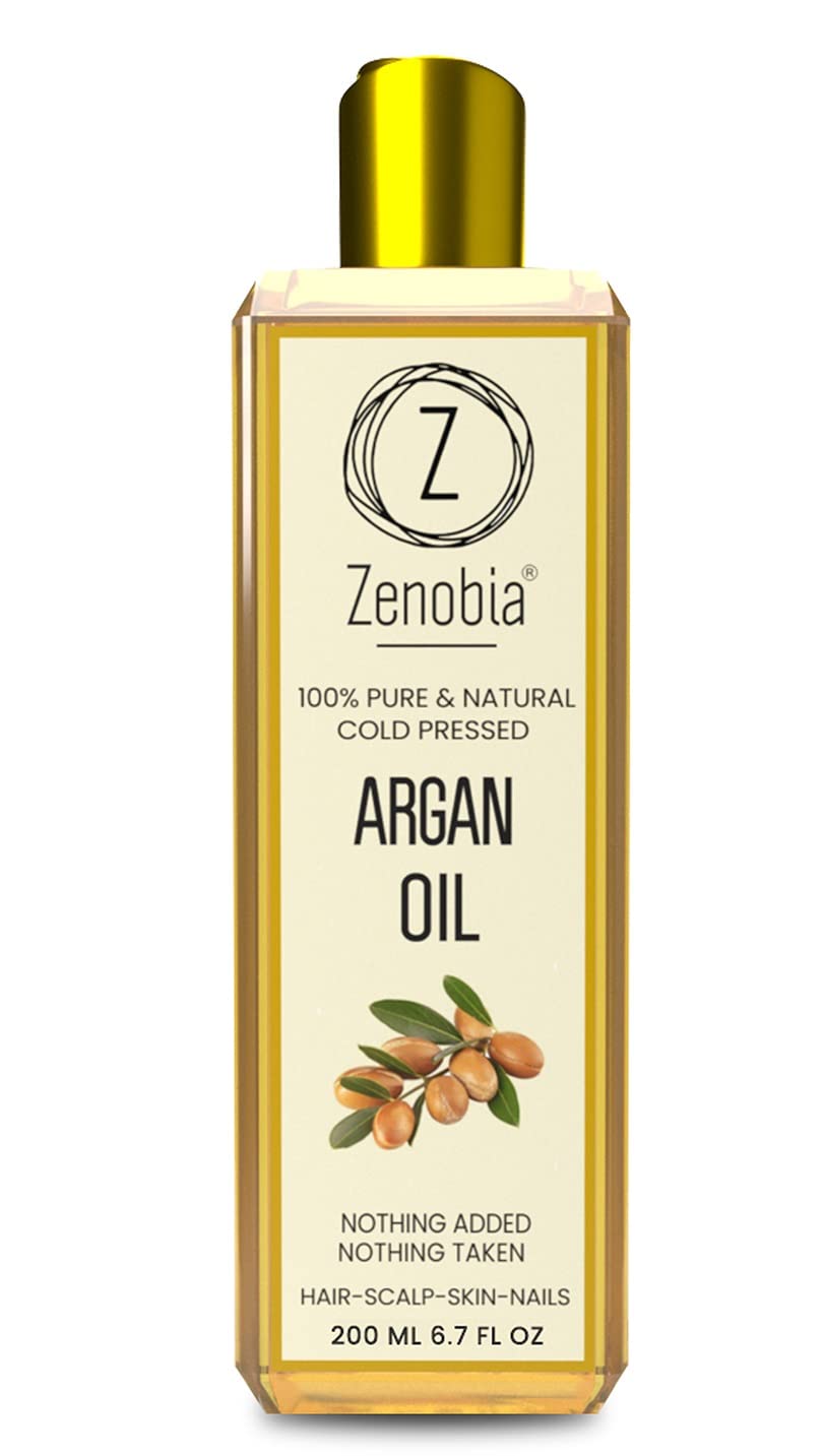 Zenobia Premium 100% Pure Cold Pressed Argan Oil for Hair Growth, Dry & Damaged Hair Repair, Skin & Body Moisturizer, Nails & Scalp Care - 100ml | Natural Hair Treatment, Face & Body Hydration, Cuticle & Scalp Nourishment for Daily Beauty Routine