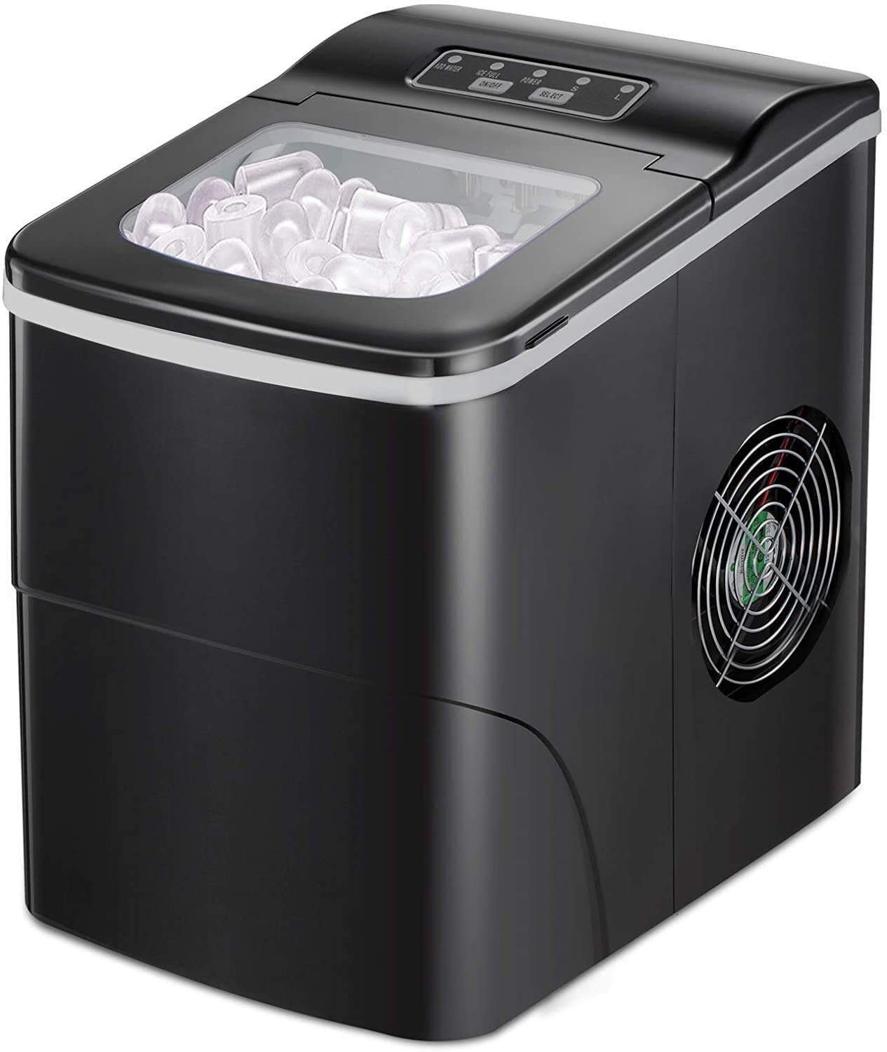 Kismile 26LBS/24H Countertop Ice Maker Machine - Portable Compact Ice Cube Maker with Ice Scoop & Basket - 9 Cubes Ready in 24 Hours - Perfect for Home, Office, RV, and Outdoor Use (Black)