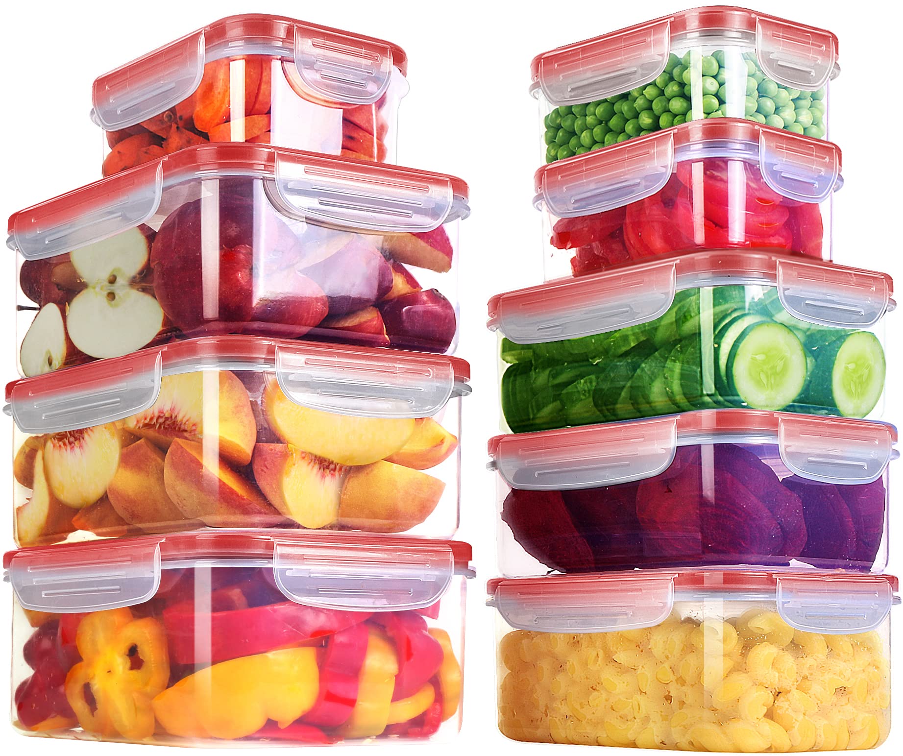 Utopia Kitchen 18-Piece Plastic Food Storage Containers Set with Airtight Lids - 9 Containers & 9 Snap Lids, Reusable BPA-Free Meal Prep Containers, Leakproof Freezer & Microwave Safe Lunch Boxes for Leftovers, Office, School & Picnic