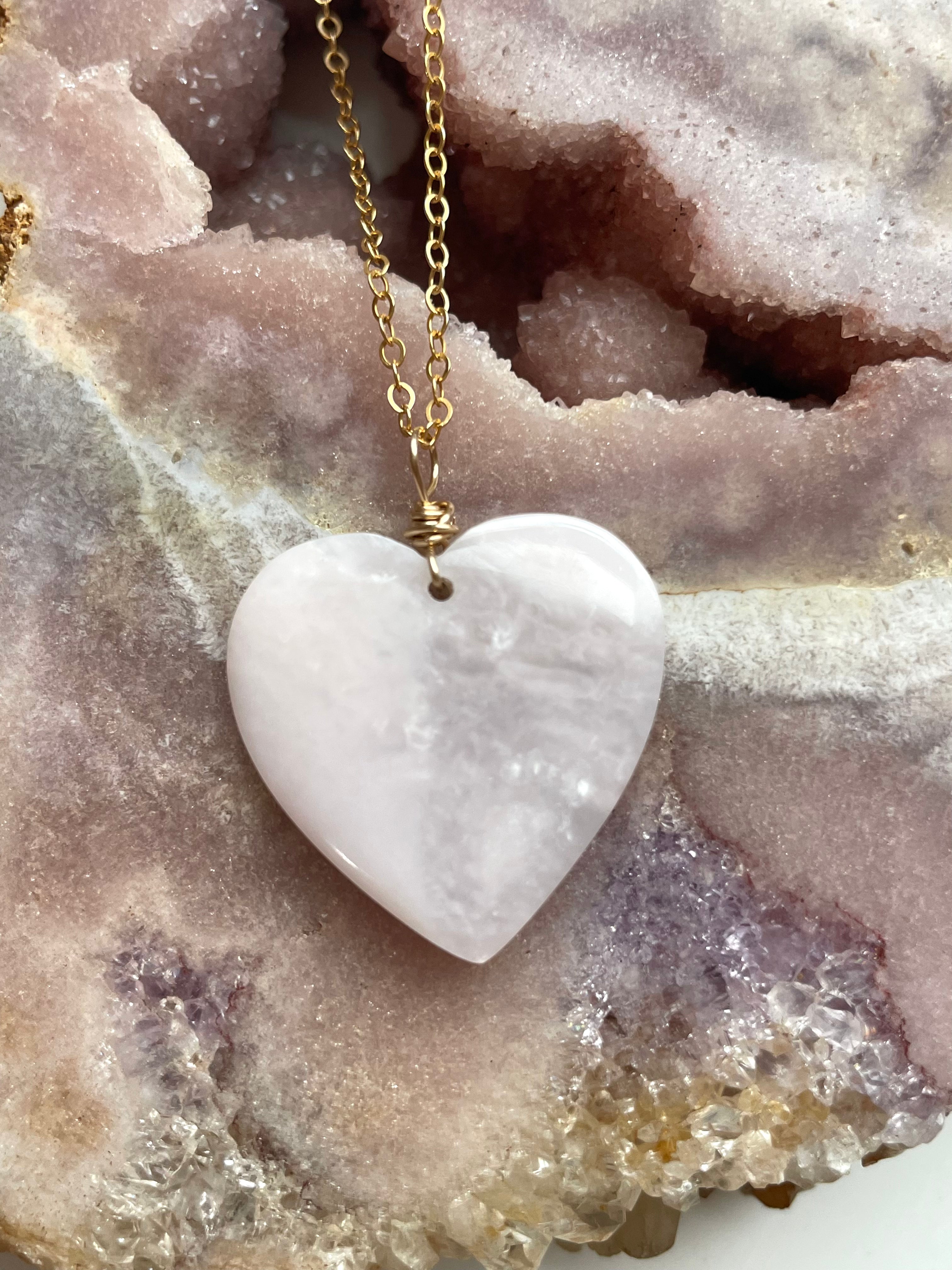 Pink Opal Heart Pendant Necklace for Women - Elegant Rose Quartz Jewelry Gift for Valentine's Day, Anniversary & Special Occasions