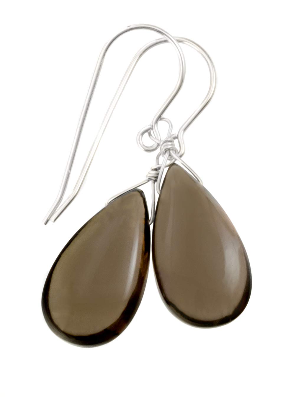 Smoky Quartz Teardrop Earrings – Smooth Light Brown Grey Dangle Drops for Women | Elegant Boho Jewelry for Parties, Weddings & Everyday Wear