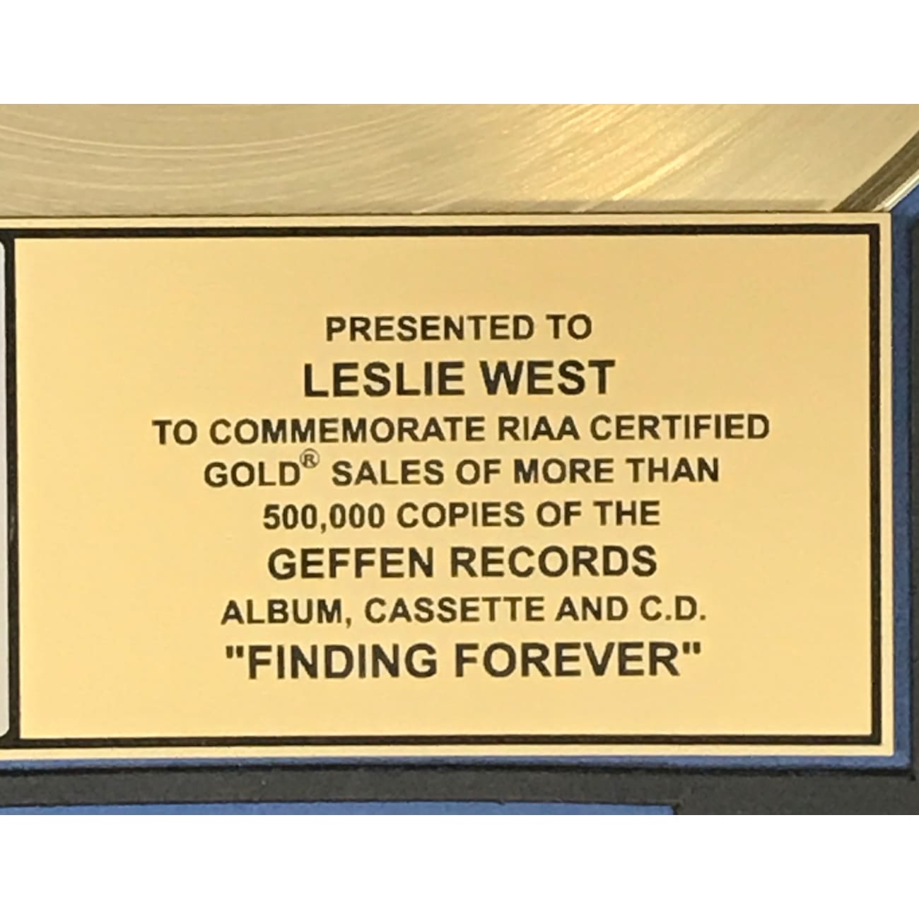 RIAA Gold Album Award - Official Certified Music Achievement for Leslie West of Mountain - Perfect for Music Memorabilia Collectors & Rock Fans