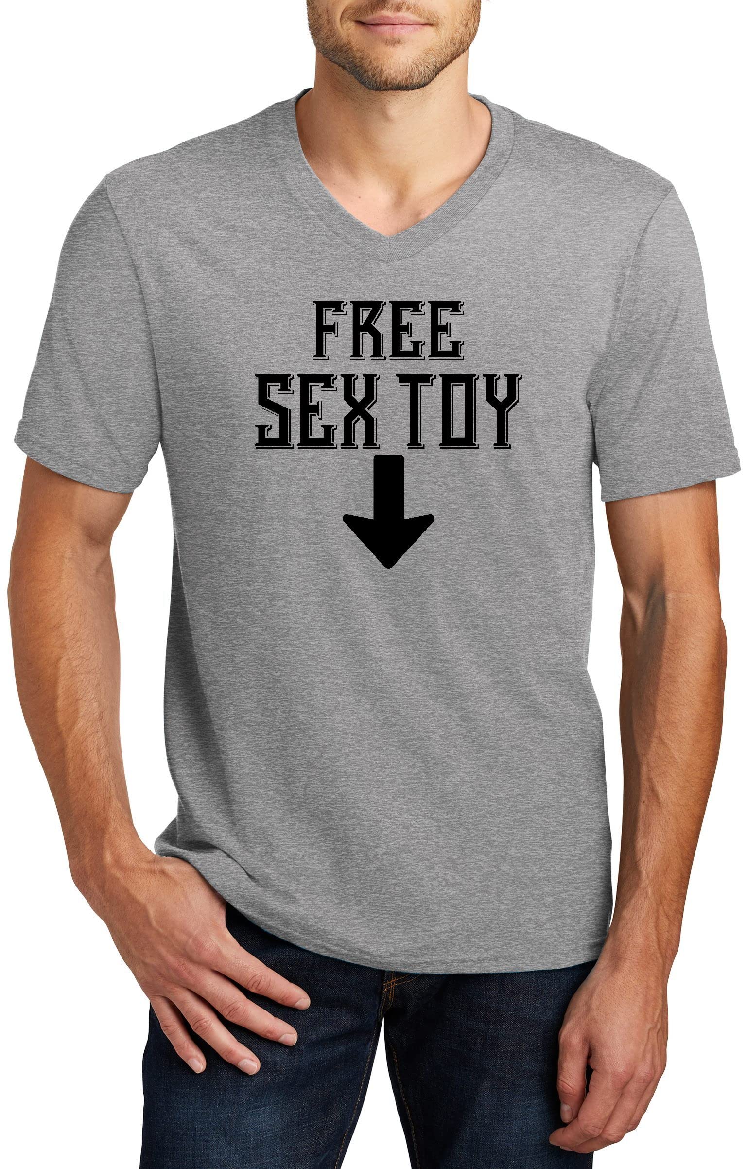 Funny Men's V-Neck T-Shirt with Free Sex Toy - Perfect for Parties, Gag Gifts & Casual Wear