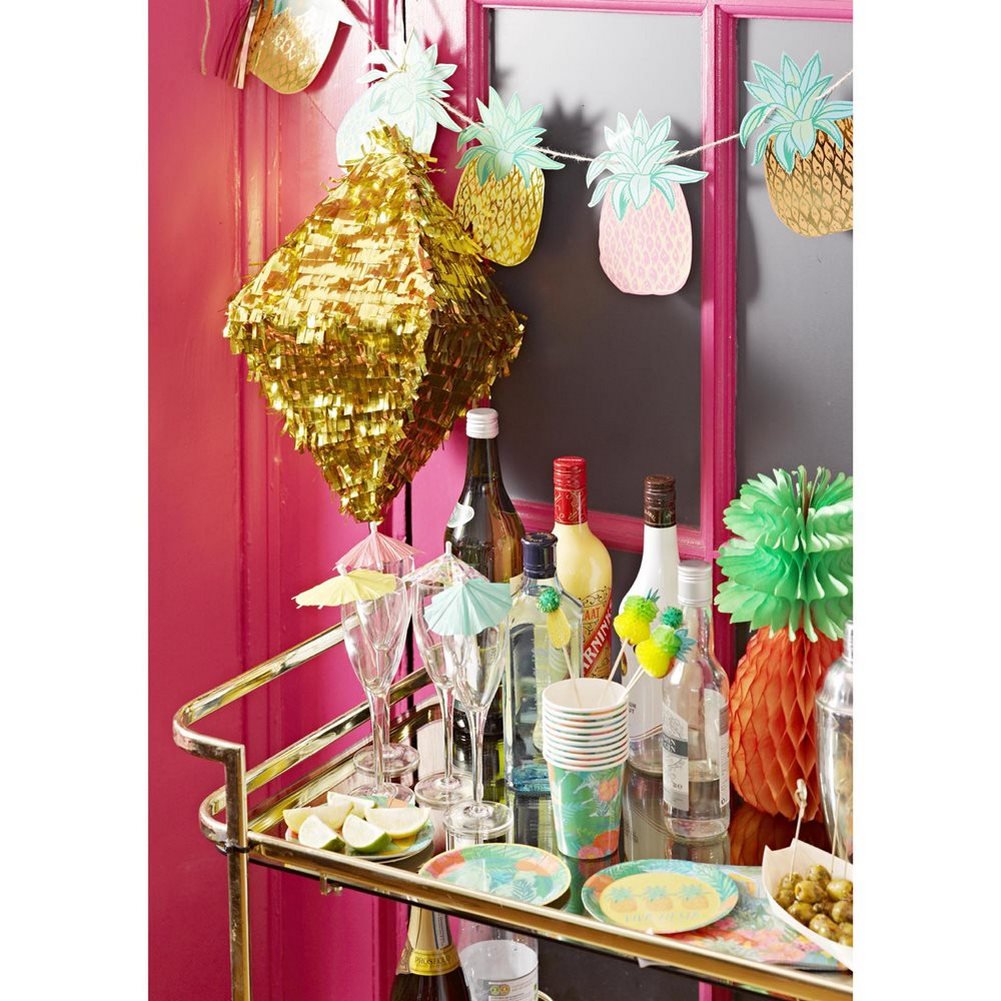 Talking Tables Tropical Fiesta Honeycomb Pineapple Party Decorations (3 Pack) - Orange - Perfect for Luau, Hawaiian, Summer & Beach Themed Parties