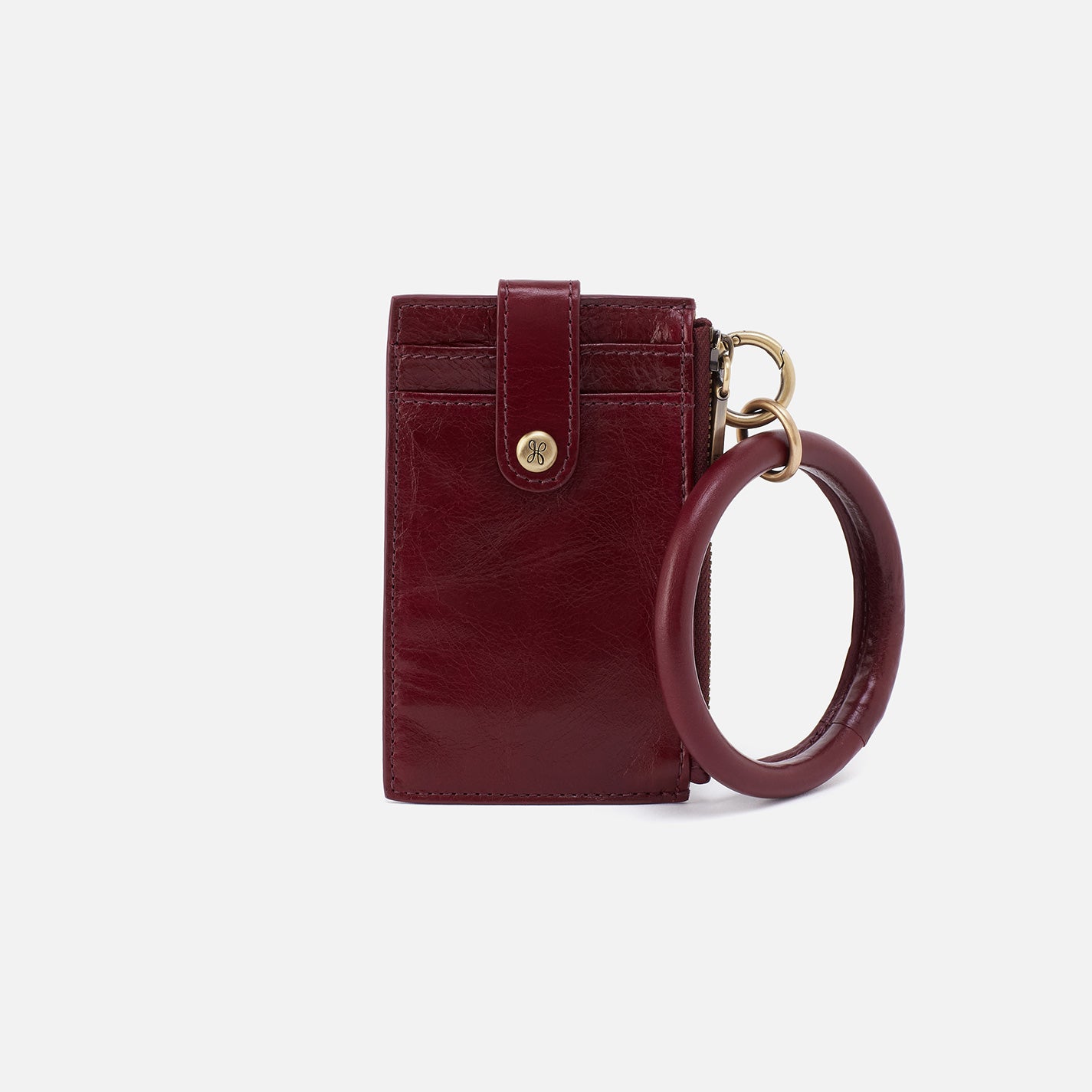 Polished Leather Ring Credit Card Wristlet - Winterberry Color | RFID Blocking Wallet for Women | Perfect for Shopping, Travel & Everyday Use