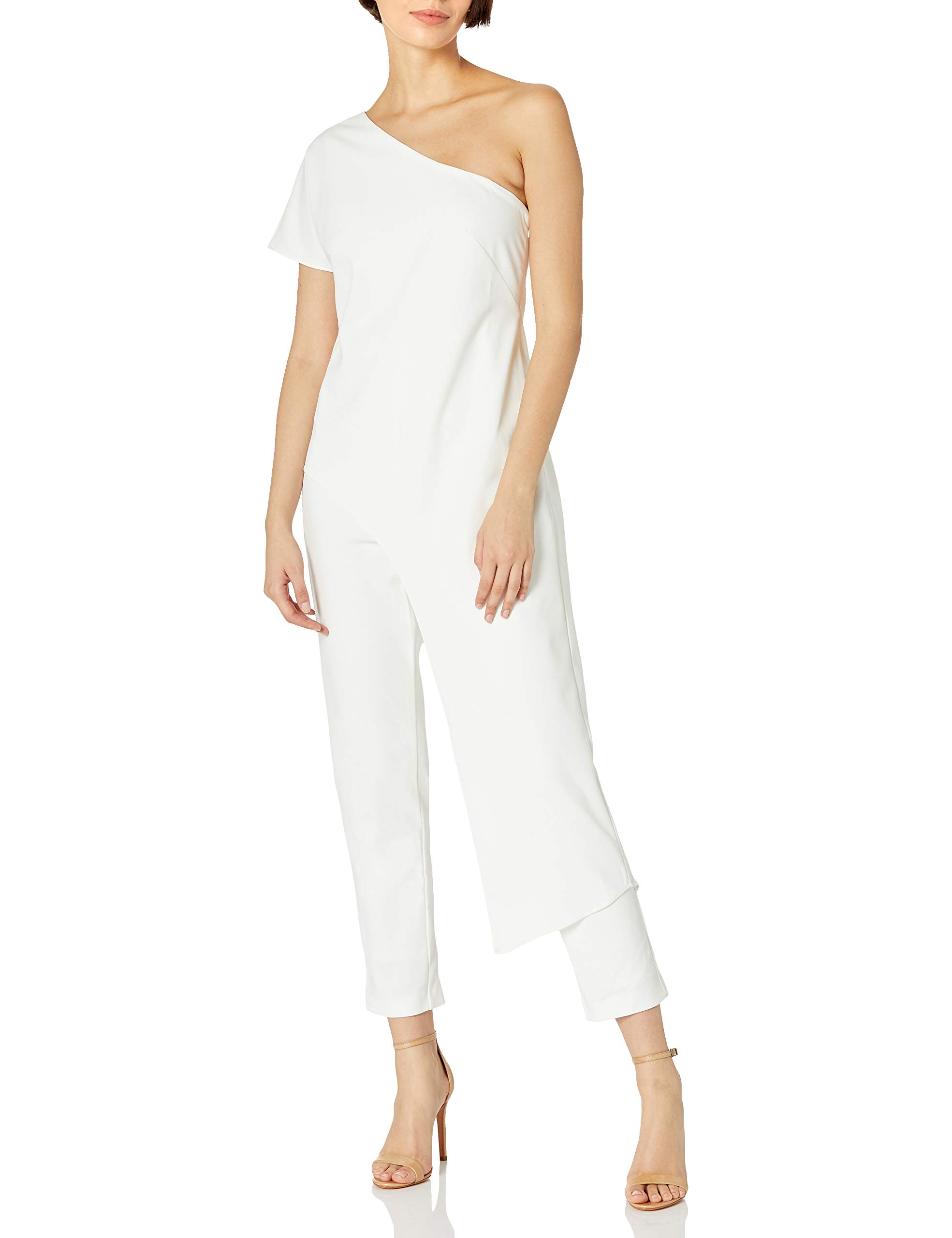 Adrianna Papell Women's Asymmetric Crepe Jumpsuit - Elegant One-Piece Romper for Evening Parties, Weddings & Special Occasions