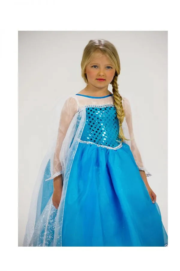 Ice Queen Princess Dress for Girls - Sparkling Frozen Costume for Halloween, Birthday Parties & Dress-Up Play | Elegant Long Sleeve Gown with Glitter Details