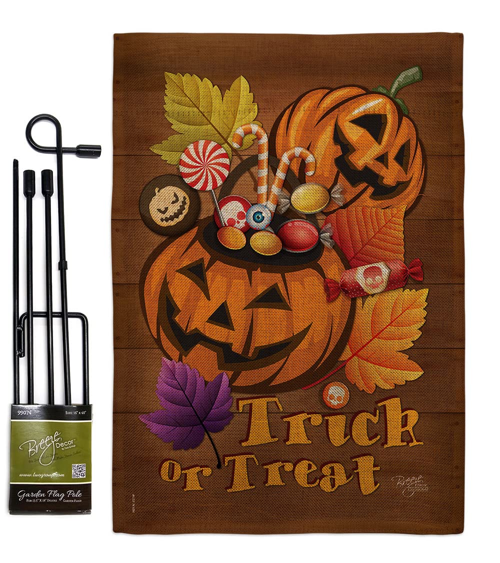 Halloween Pumpkin Garden Flag - Fall Decor with Stand for Yard & Home