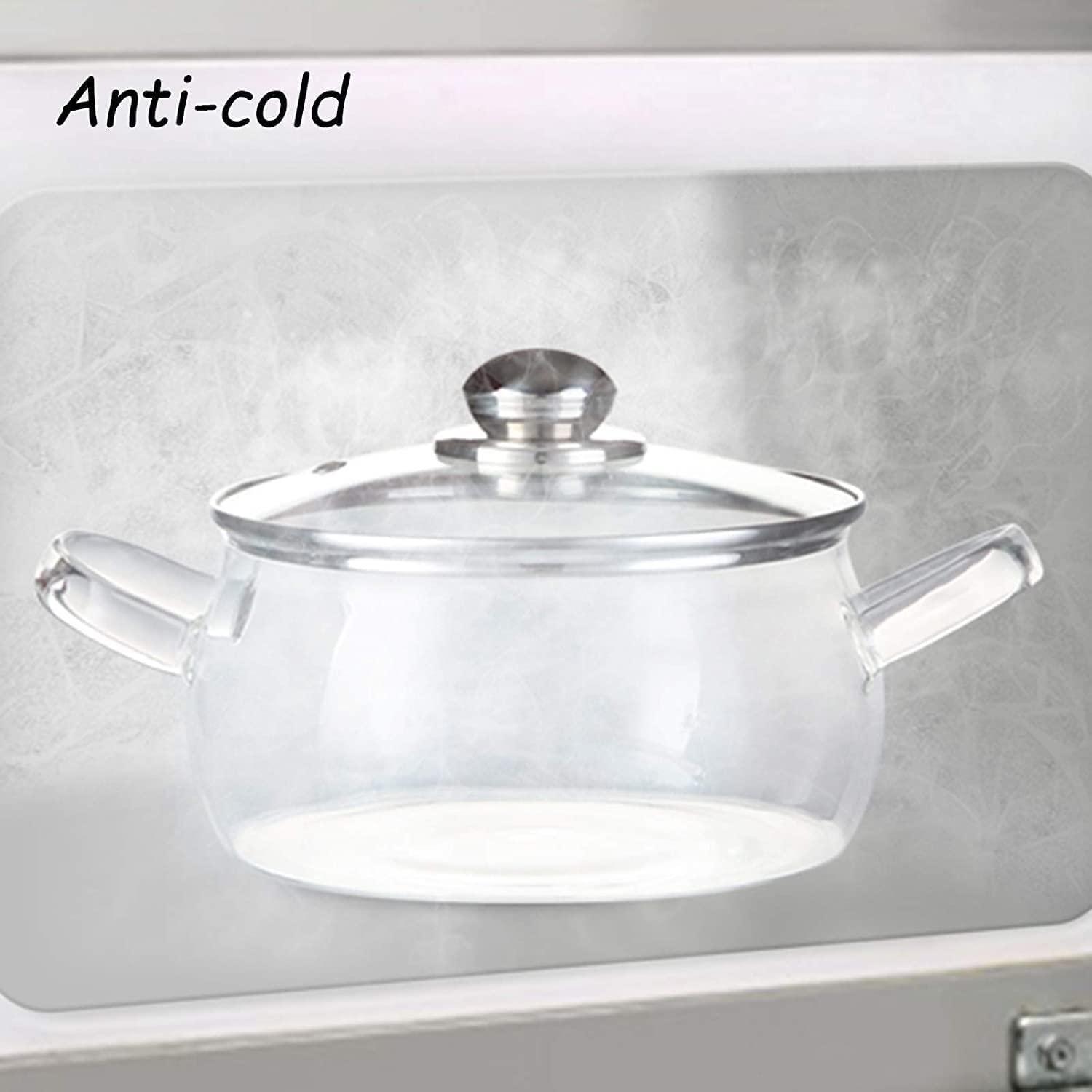 Premium Borosilicate Glass Saucepan with Lid & Handle - 1.5L Heat-Resistant Nonstick Cooking Pot for Kitchen & Restaurant Use - Transparent Glass Cookware (Clear) - Perfect for Simmering, Boiling & Serving Soups, Sauces & Stews