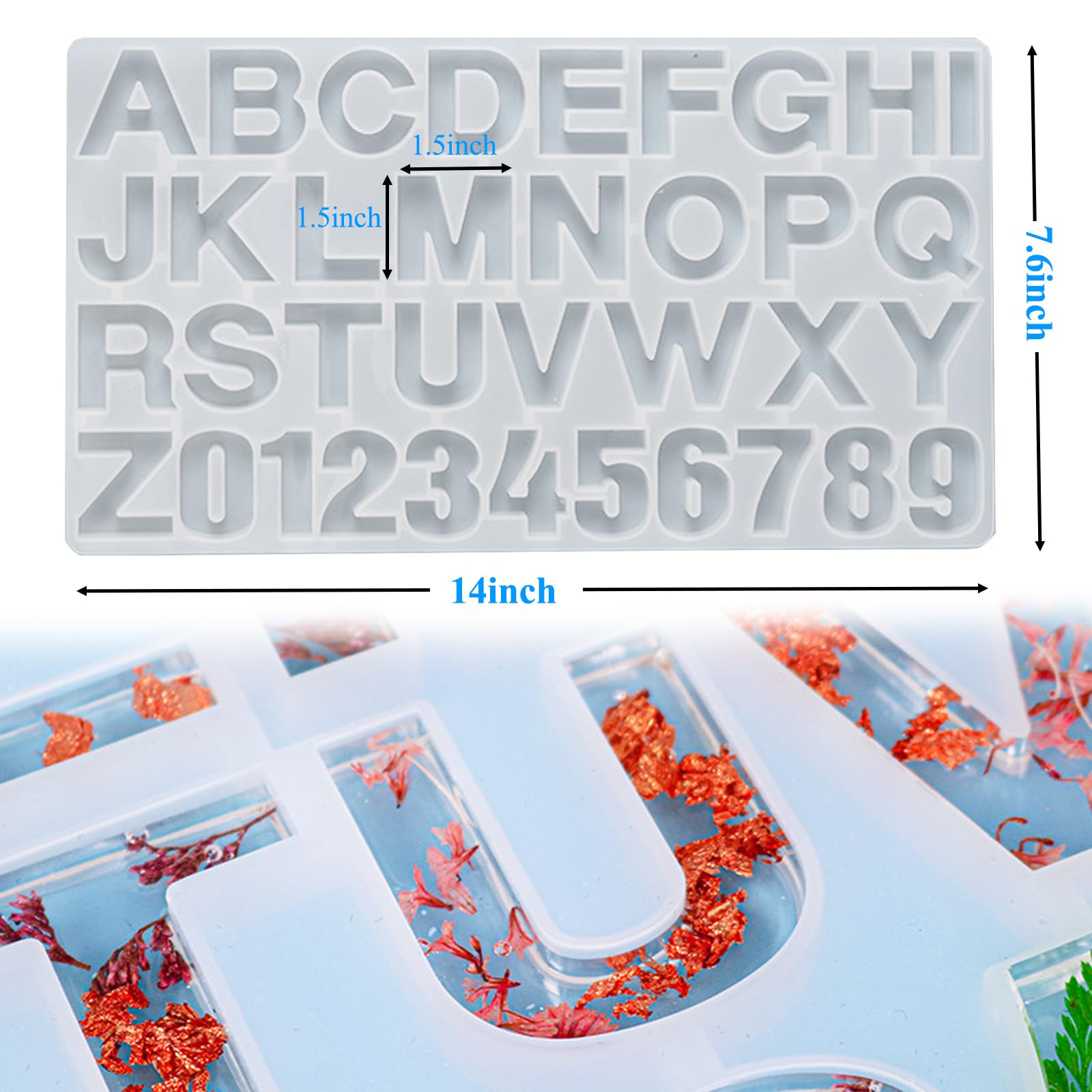 Alphabet Silicone Molds for Resin - A-Z Letter & Number Epoxy Casting Molds DIY Keychain Making Kit - Perfect for Jewelry, Crafts, and Home Decor Projects