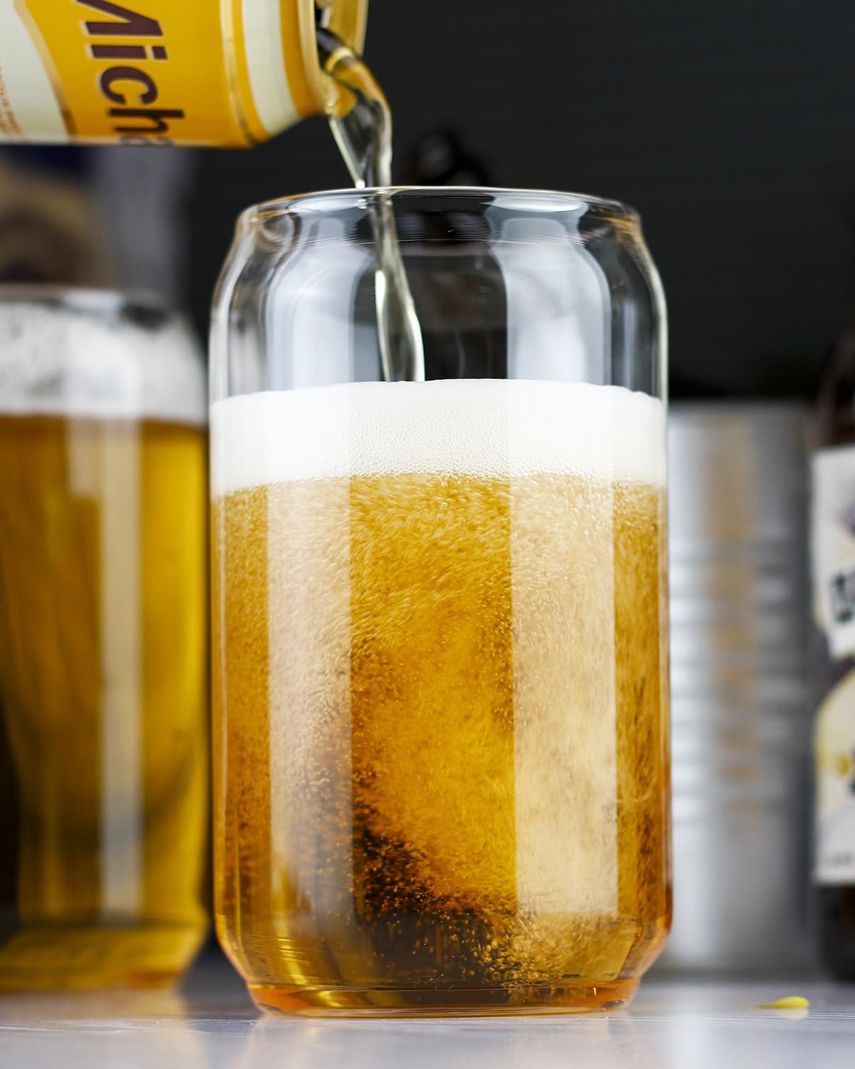 LUXU 20 oz Can Shaped Beer Glasses Set of 2 - Premium Craft Drinking Glasses for Beer, Cocktails & Beverages - Perfect for Parties, BBQs & Home Bars (Set of 2)