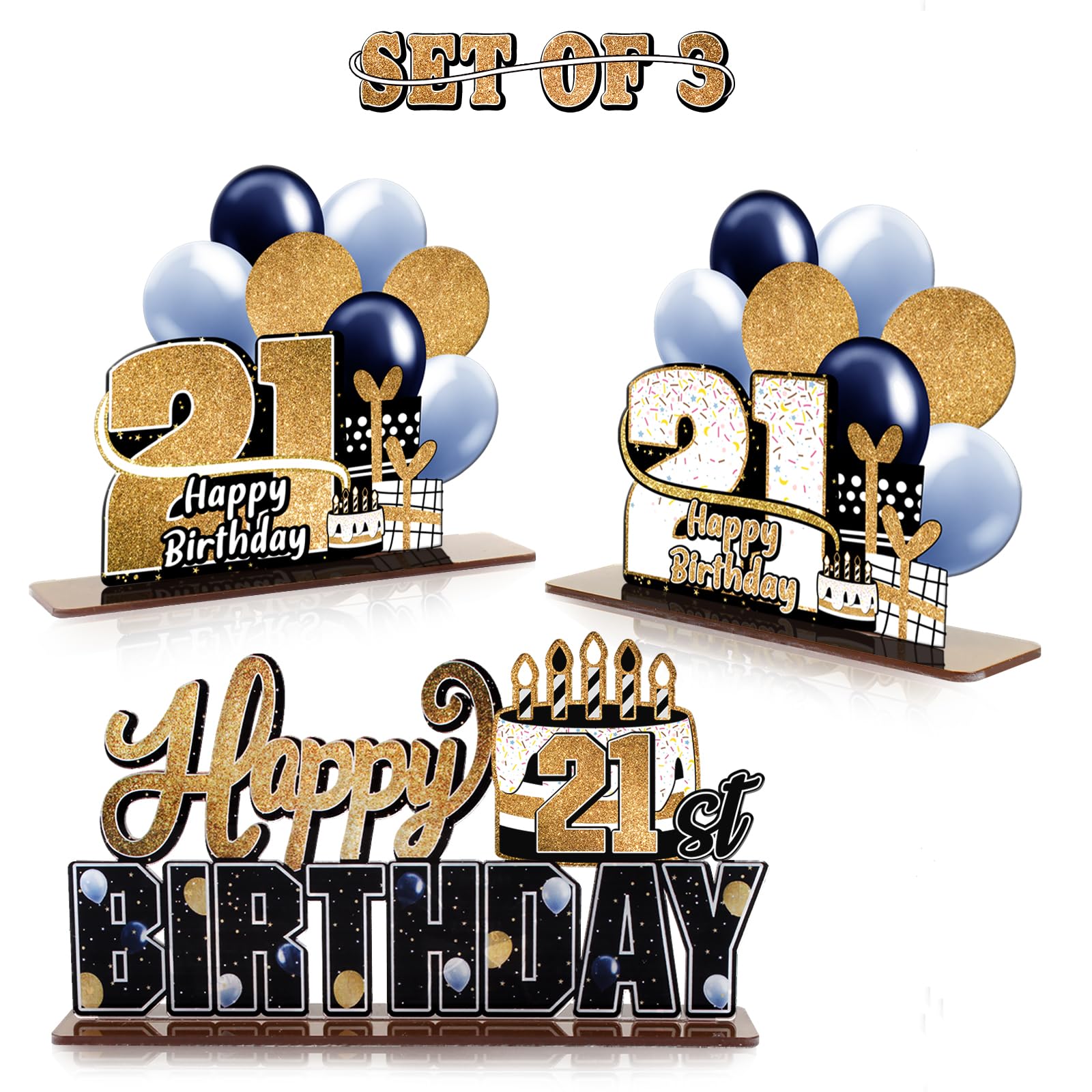 LINGTEER 21st Birthday Gold Acrylic Table Topper Centerpiece Set - Cheers to 21 Years Party Decorations for Women & Men | Perfect for 21st Birthday Party, Milestone Celebration & Photo Backdrop