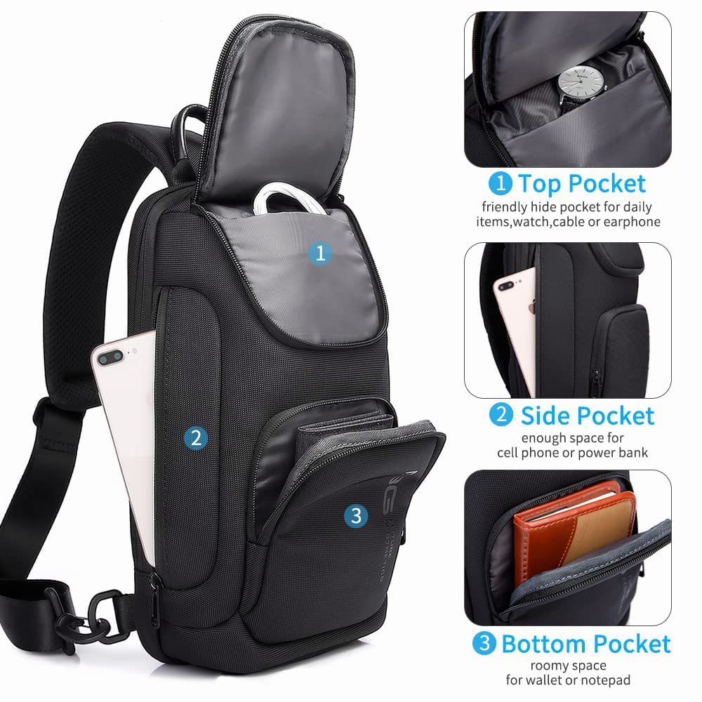 BANGE Sling Bag for Men & Women - Lightweight Crossbody Shoulder Backpack for Travel, Hiking & Daily Use | Water-Resistant & Adjustable Strap