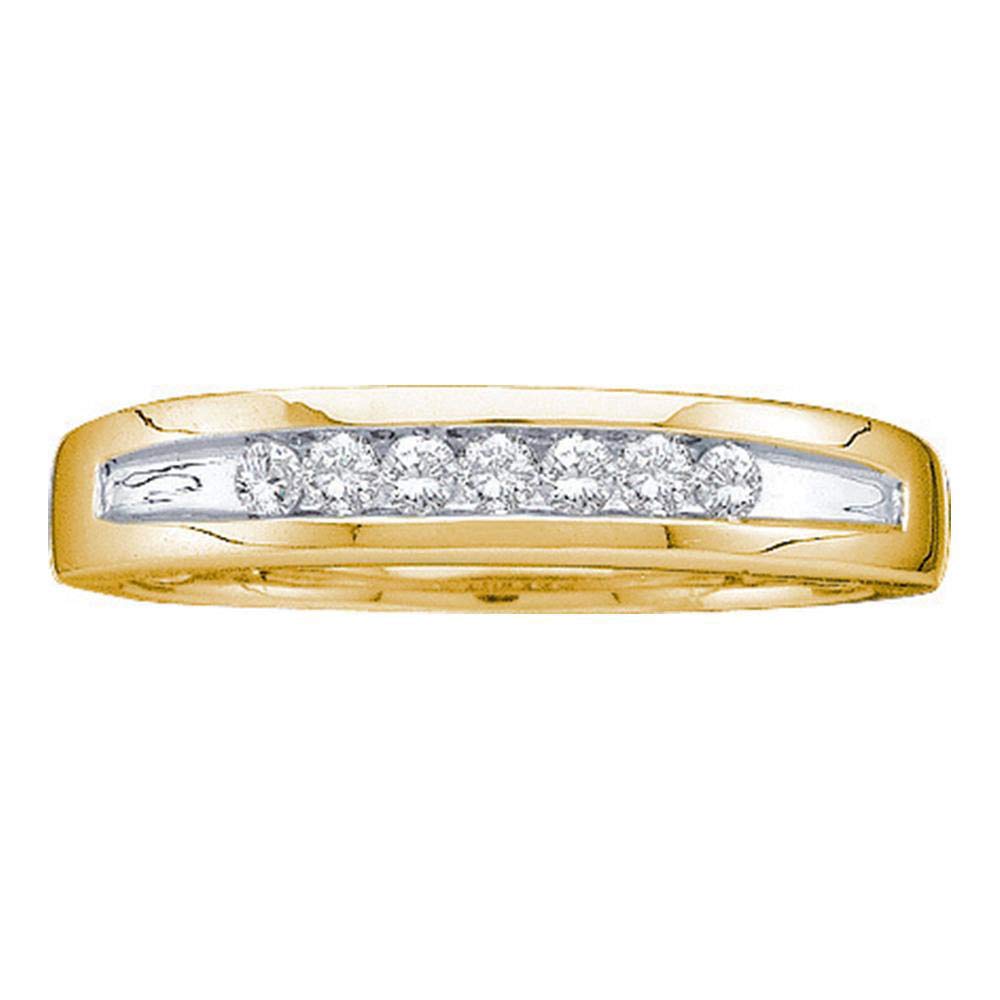 14K Yellow Gold Men's Diamond Wedding Band - 1/4 CTW Round Channel-Set Two-Tone Ring for Engagement, Anniversary & Special Occasions | Dazzlingrock Collection