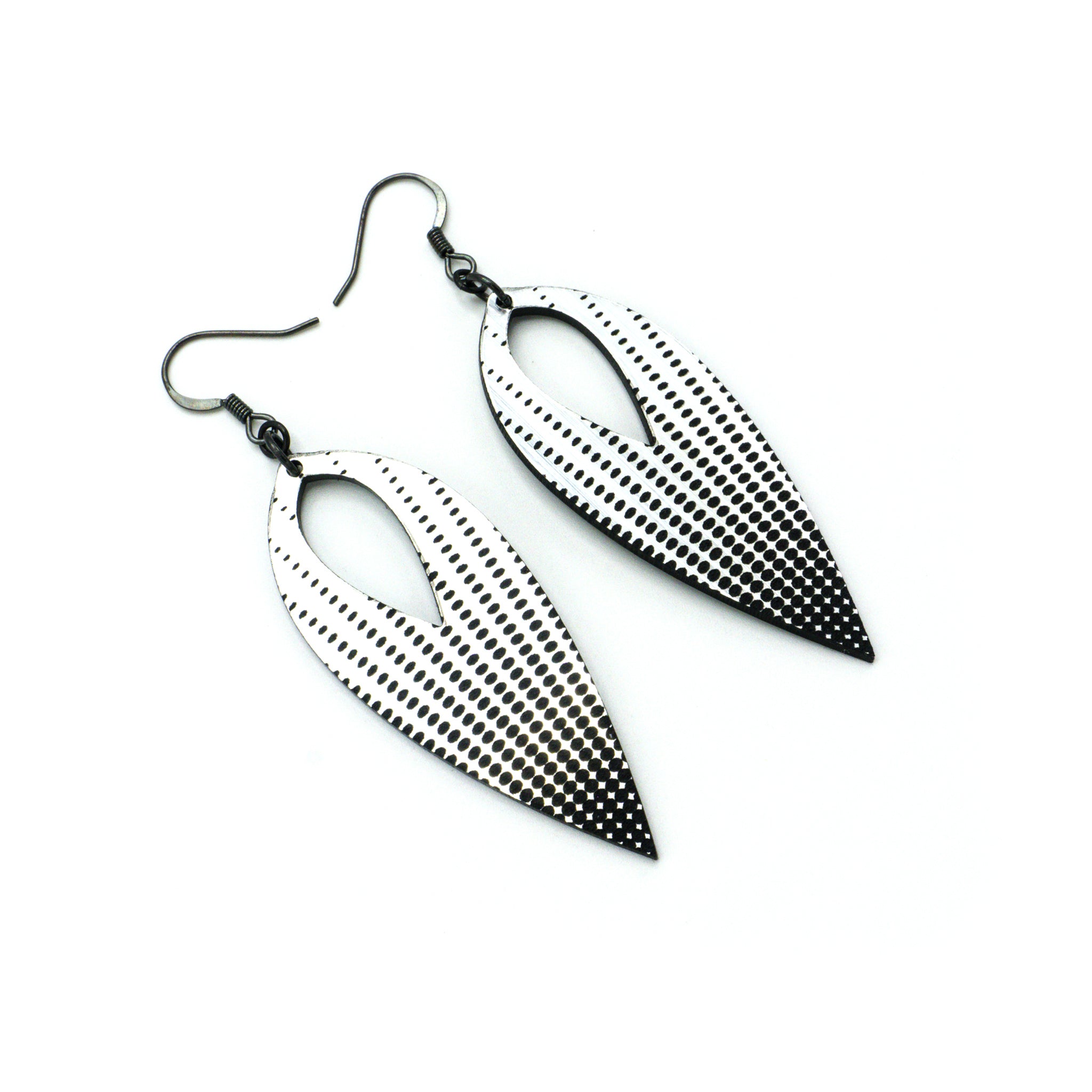 Nativas 09 Acrylic Earrings - Brushed Silver & Black Dangle Earrings for Women | Trendy Fashion Accessories for Parties, Work & Everyday Wear